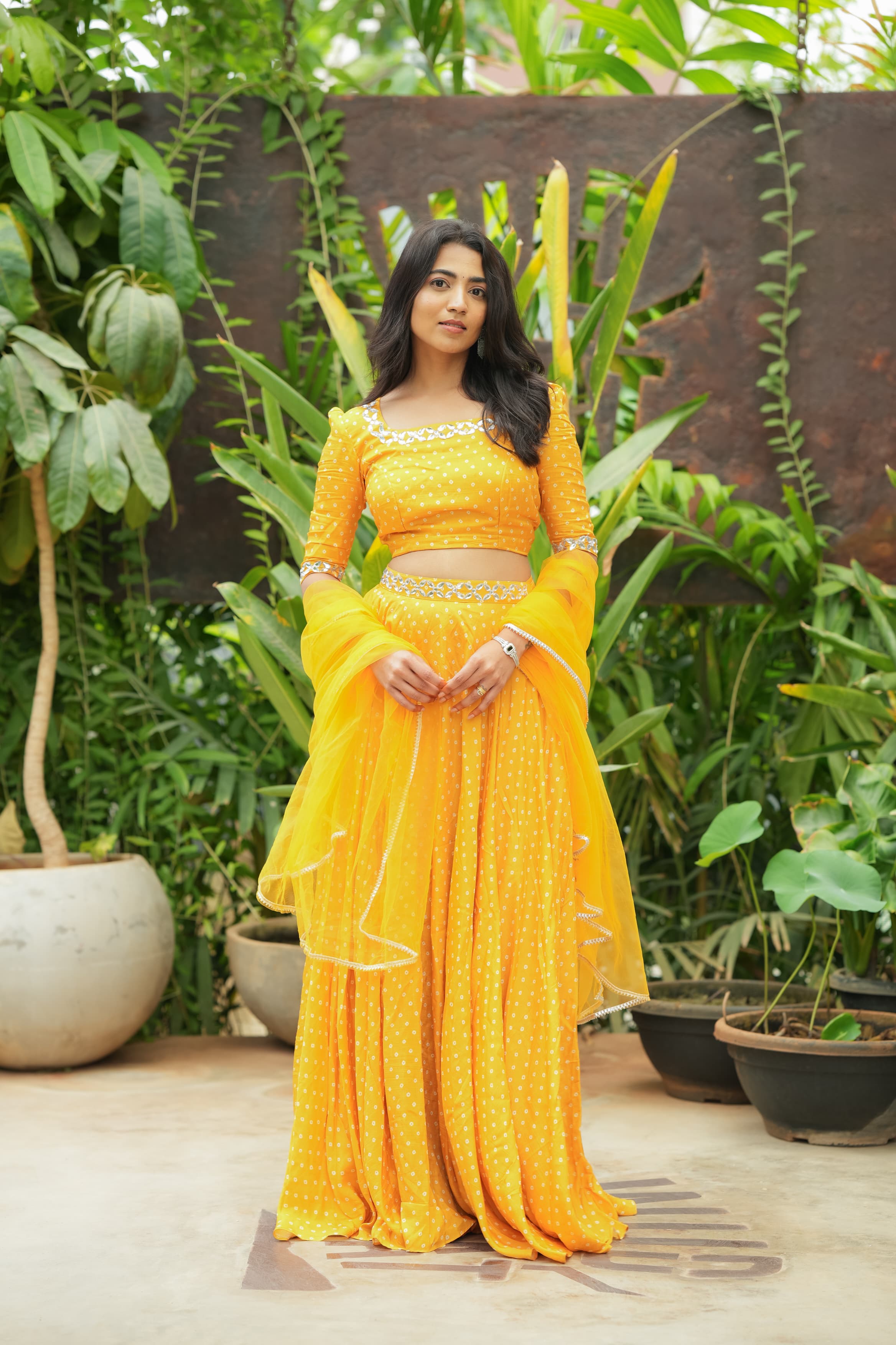 DD562 Aadhya Yellow Bandhani Lehenga Choli Set - Traditional Indian Bridal Wear for Weddings, Festivals & Special Occasions
