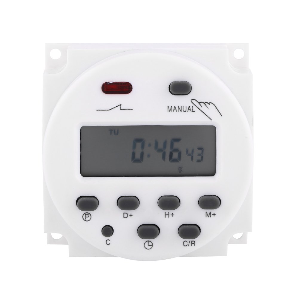 Tyenaza Digital Timer Switch - LCD Weekly Programmable Microcomputer Timer with 17 On/Off Settings, 220V Relay for Street Lamps, Home Automation & Energy Saving | Perfect for Outdoor Lighting, Garden Irrigation & Appliance Control