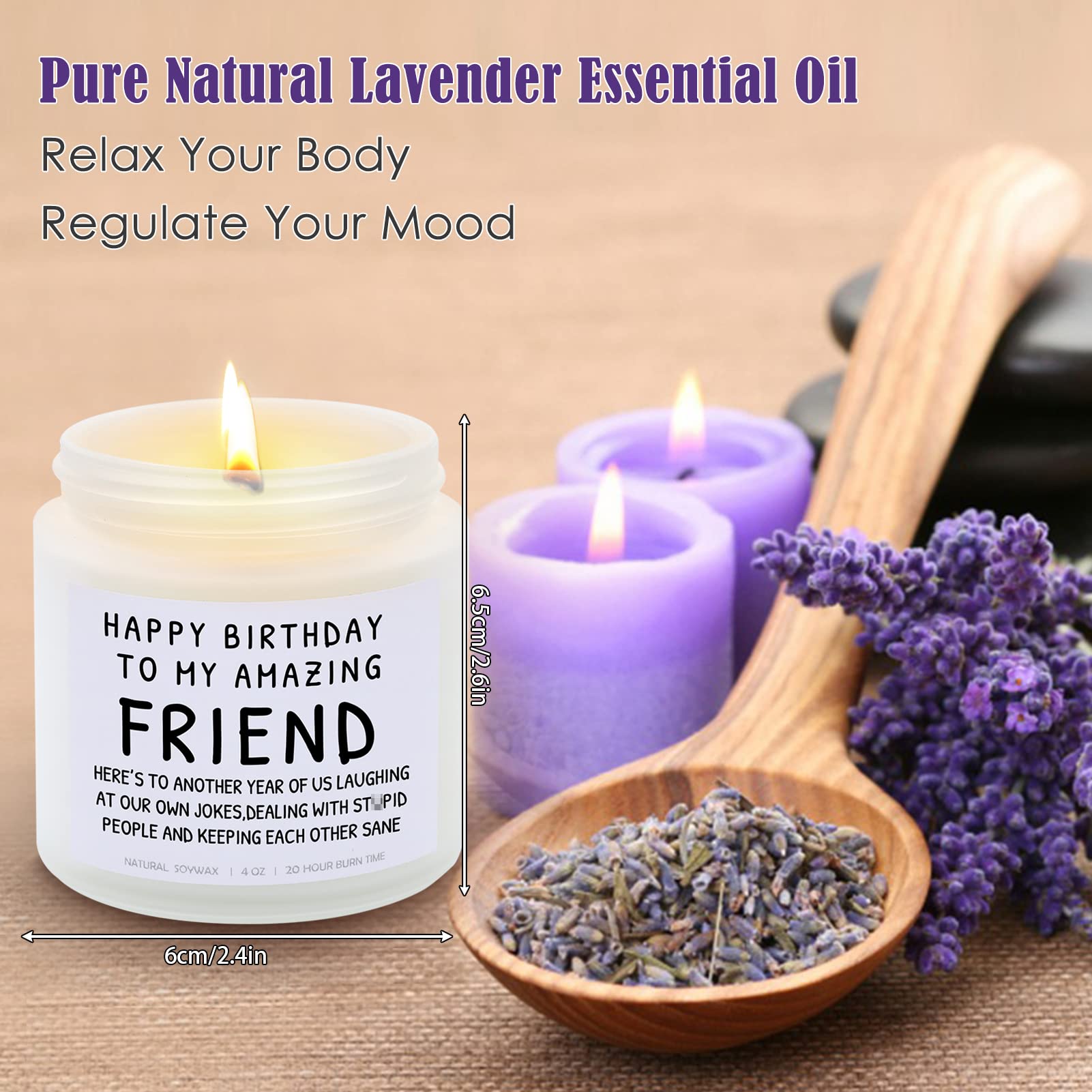 Funny Happy Birthday Gifts for Women - Best Friend, Coworker & Bestie Present - Lavender Scented Candle Gift for Mom, Christmas & Mother's Day - Perfect for Relaxation, Home Decor & Stress Relief