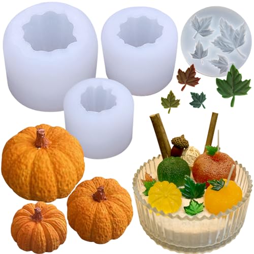 4PCS Pumpkin & Leaf Candle Molds