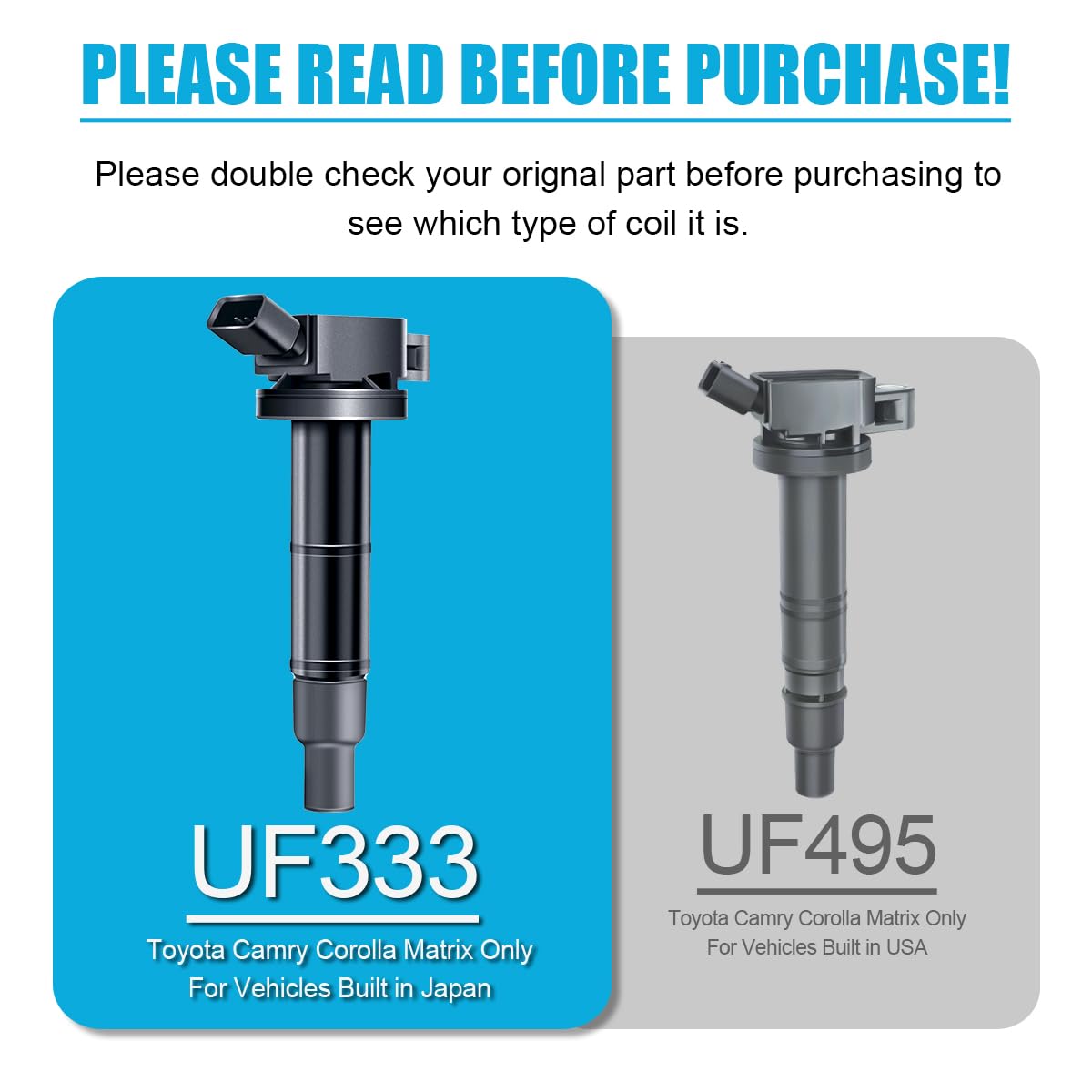 High-Performance MAS Ignition Coil Compatible with Toyota Corolla, Camry, RAV4, Highlander & More (2.4L L4) - Replaces UF333, 90919-02244, C1330, 6731307 - Improves Engine Performance & Fuel Efficiency for Smooth Driving