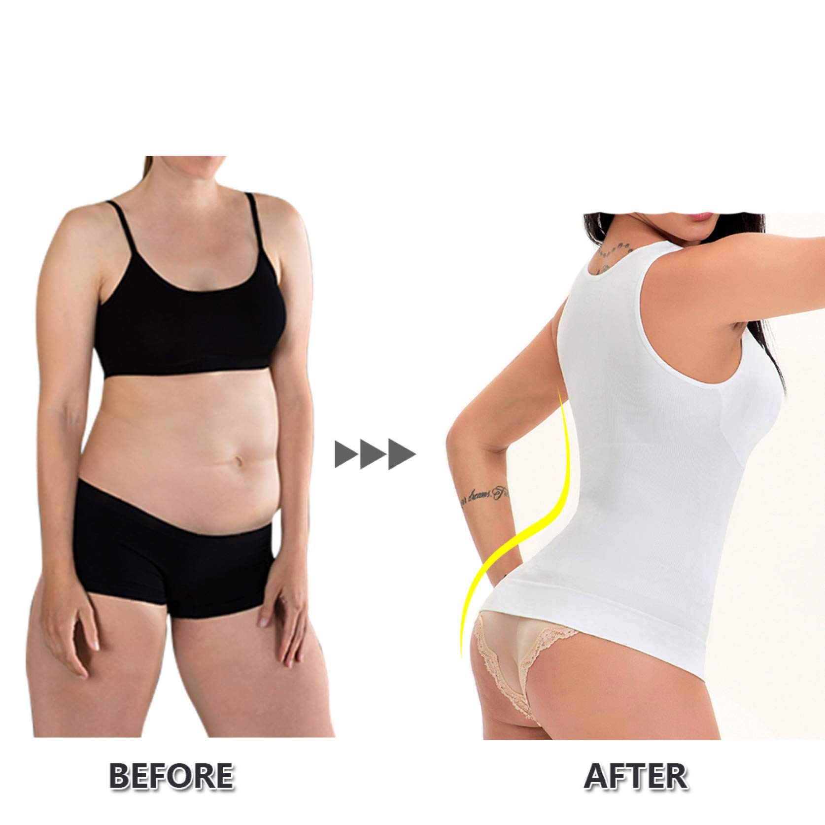 Women's Tummy Control Tank Top - Stretchy Camisole Vest with Waist Shaping, Breathable Workout & Shapewear Top for Gym, Yoga & Everyday Wear