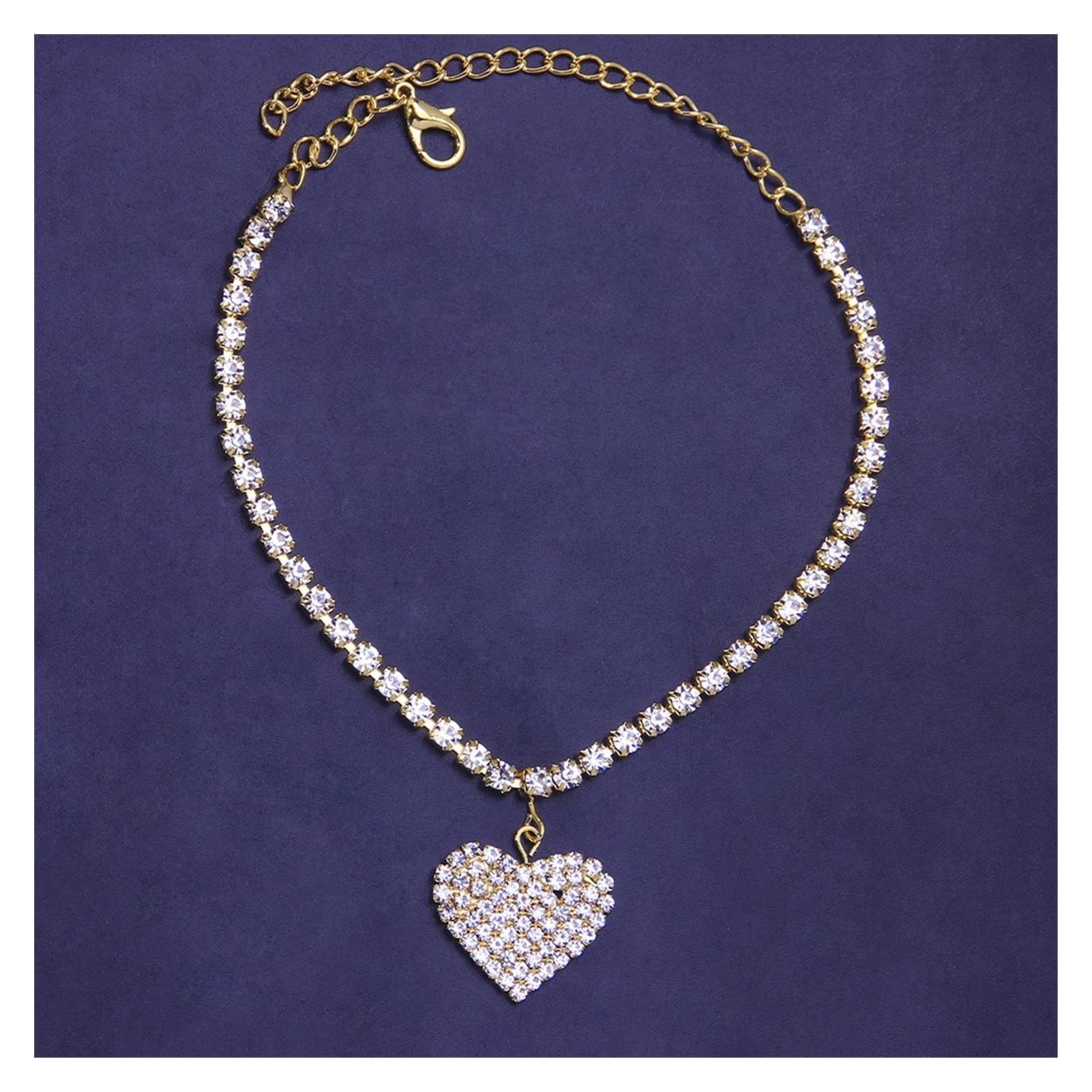 SHANGMAOYO Women's Gold Rhinestone Heart Anklet - Elegant Fashion Jewelry for Beach, Summer & Barefoot Sandals - Perfect Ankle Bracelet & Leg Chain Accessory