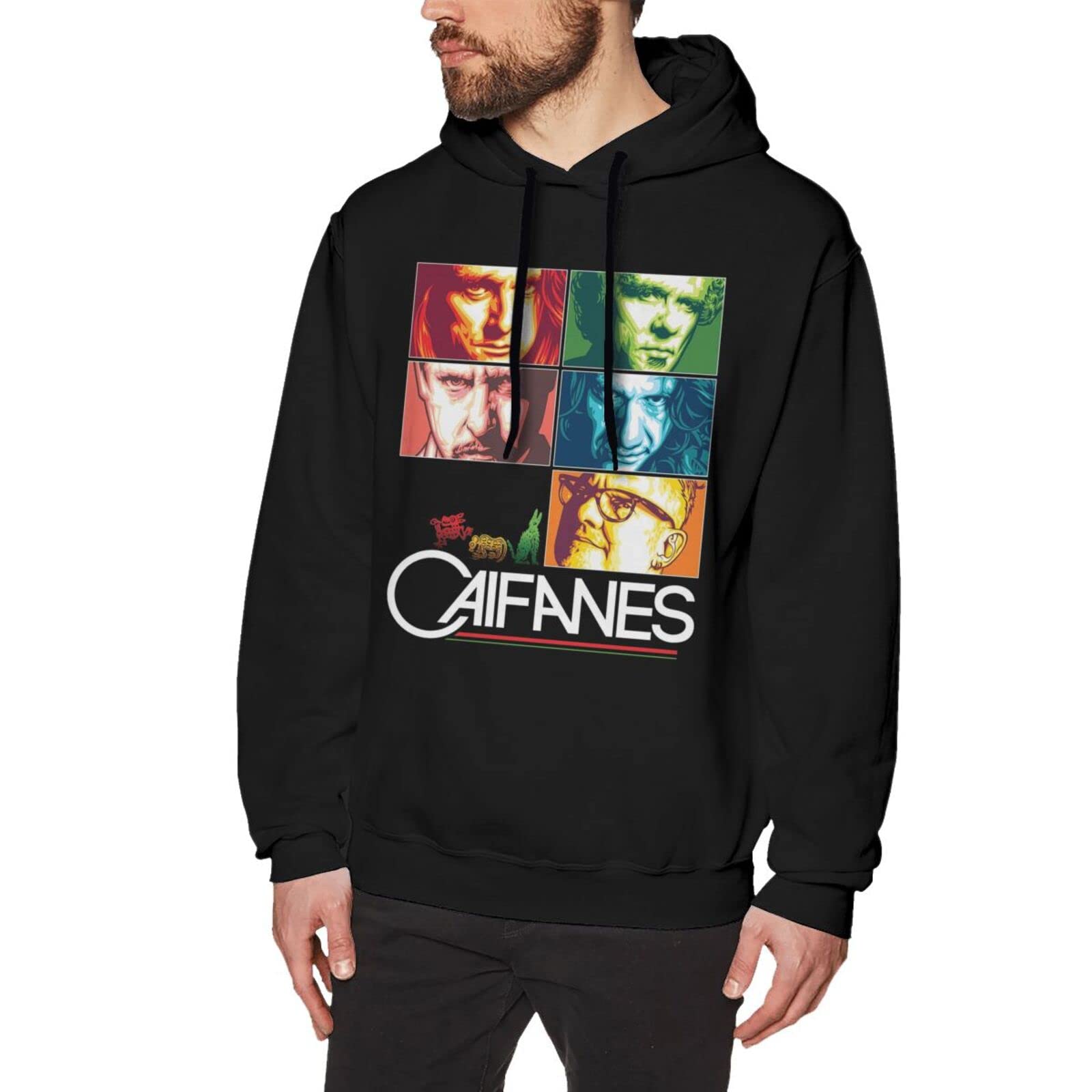 Men's Black Hooded Sweatshirt - Long Sleeve Pullover for Teens | Casual Streetwear