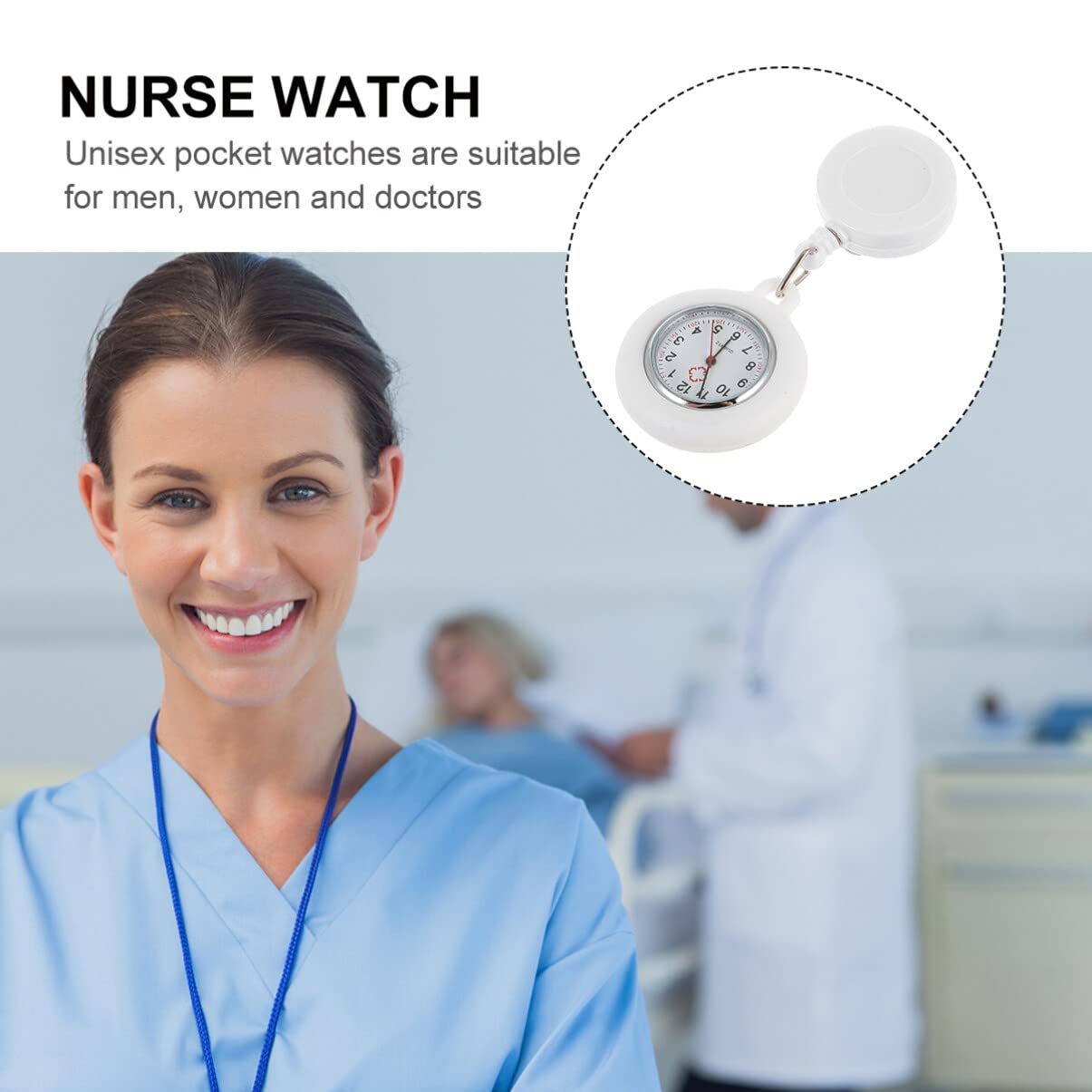 Hemobllo Retractable Nurse Watch - Clip-On Silicone Nursing Watch with Hanging Fob, Unisex Pocket Watch for Nurses & Medical Professionals | Ideal for Hospital Shifts, Clinical Use & Healthcare Work