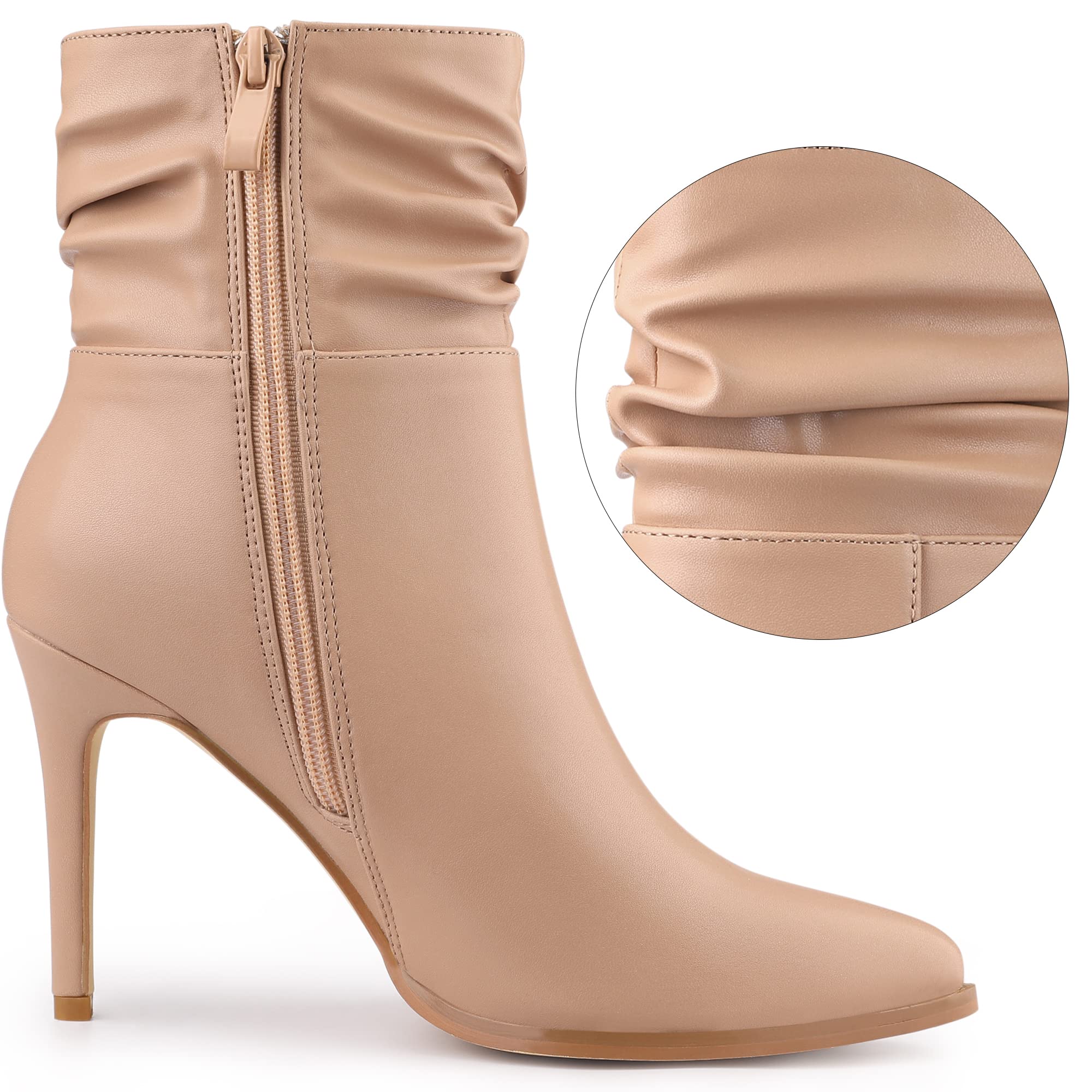 Allegra K Women's Slouched Pointed Toe Stiletto Heel Ankle Boots - Stylish & Comfortable for Party, Night Out & Office Wear