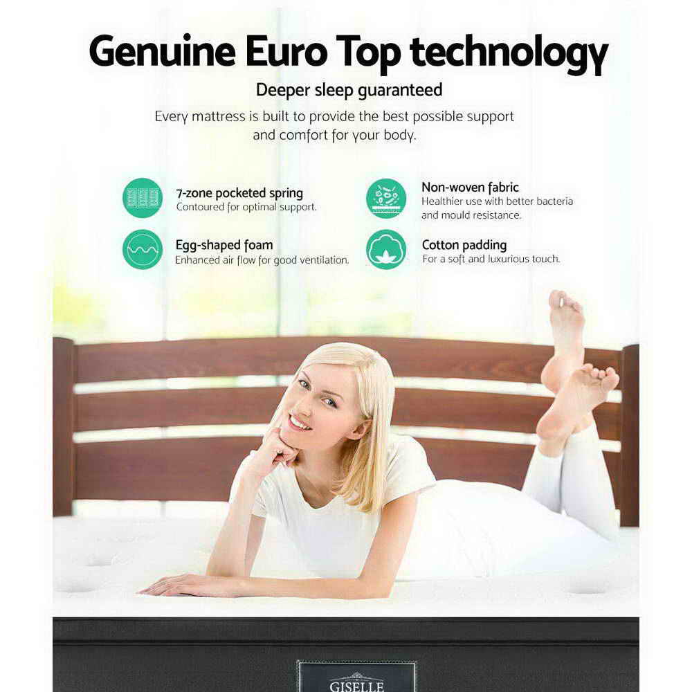 Eve Euro Top Pocket Spring Mattress 34cm Thick King Size - Premium Support for Back Pain Relief & Pressure Relief - Perfect for Master Bedroom, Guest Room & Luxury Hotels