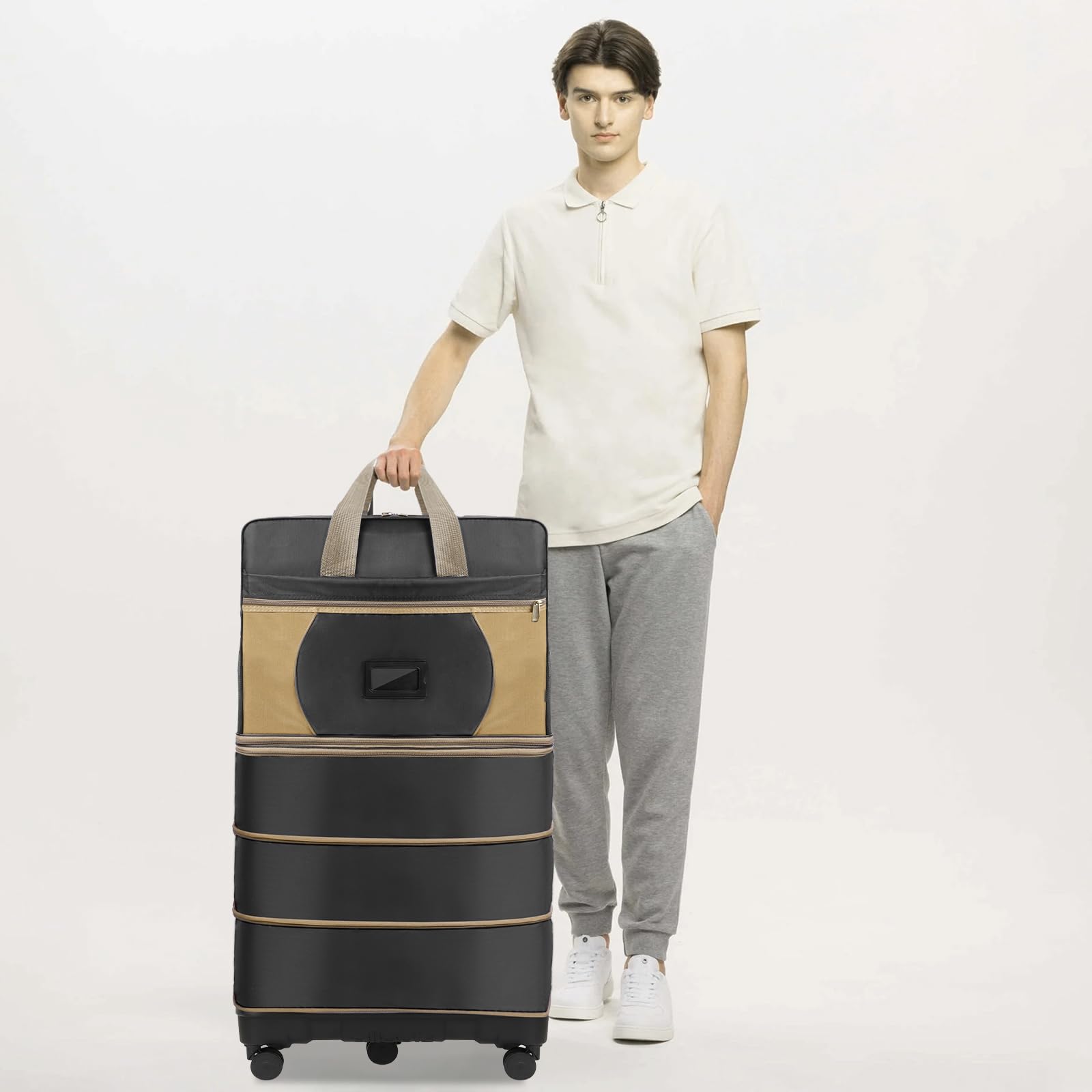 Expandable 143L Collapsible Suitcase with Wheels - Waterproof Travel Luggage with Hidden Pull Handle & Removable Silent Spinner Wheels - Foldable Rolling Suitcase for Air Travel, Business Trips, and Home Storage