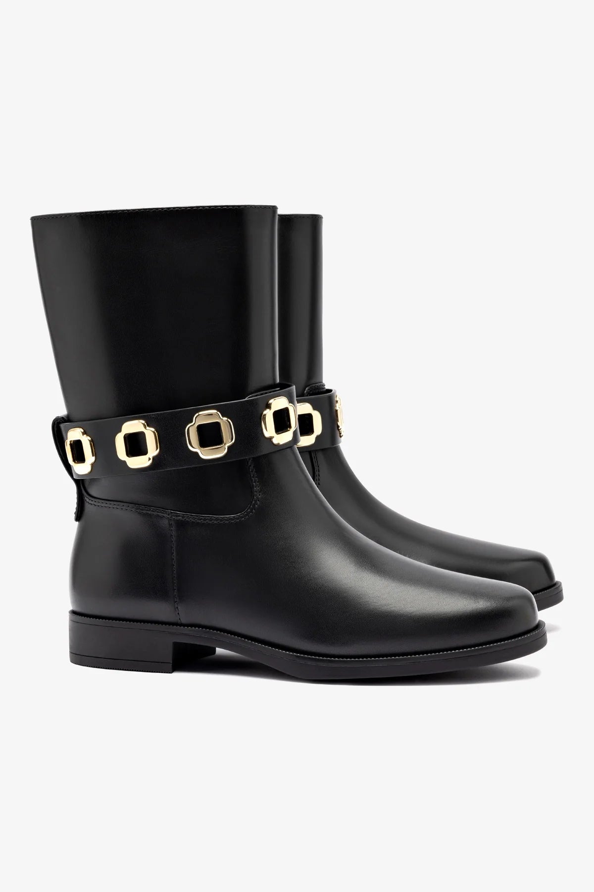Waterproof Black Leather Milan Flat Bootie - Stylish & Comfortable Women's Ankle Boots for Fall, Winter & Everyday Wear