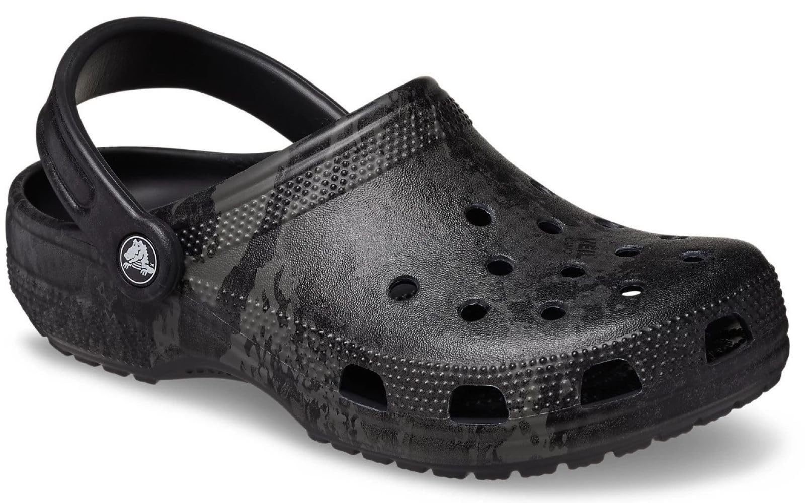 Crocs Unisex Classic Camo Clog Shoes - Black Comfort Slip-On Waterproof Sandals for Men & Women - UK Size 4/5 - Perfect for Beach, Pool, Garden & Casual Wear