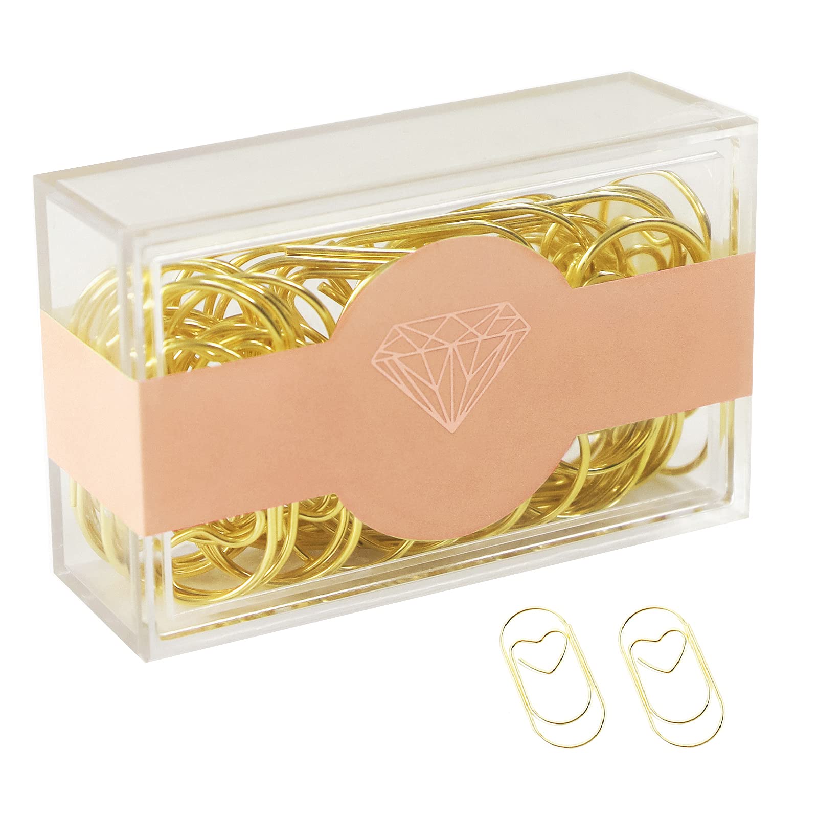 Heart-Shaped Jumbo Paper Clips - 1.5 Inch Smooth Gold & Rose Steel Clips for Books, Documents, Office, School & Home Organization - Perfect for Gift Wrapping, Scrapbooking & Planner Accessories