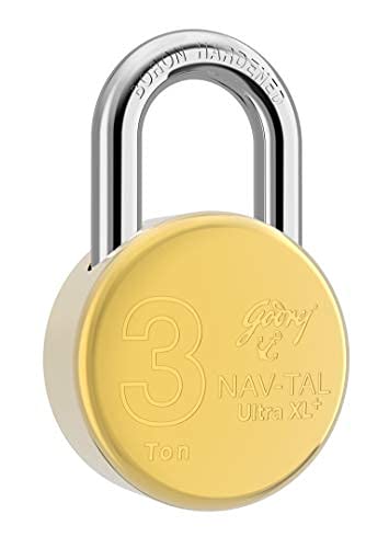 Godrej Navtal Ultra XL + 3 Ton Heavy Duty Round Padlock with 4 Keys - High Security Main Door & Gate Lock for Toolbox, Shutters, Shops & Offices - Corrosion Resistant Brass Shackle (2-Pack) - Ideal for Home Security, Warehouse Protection & Commercial Use