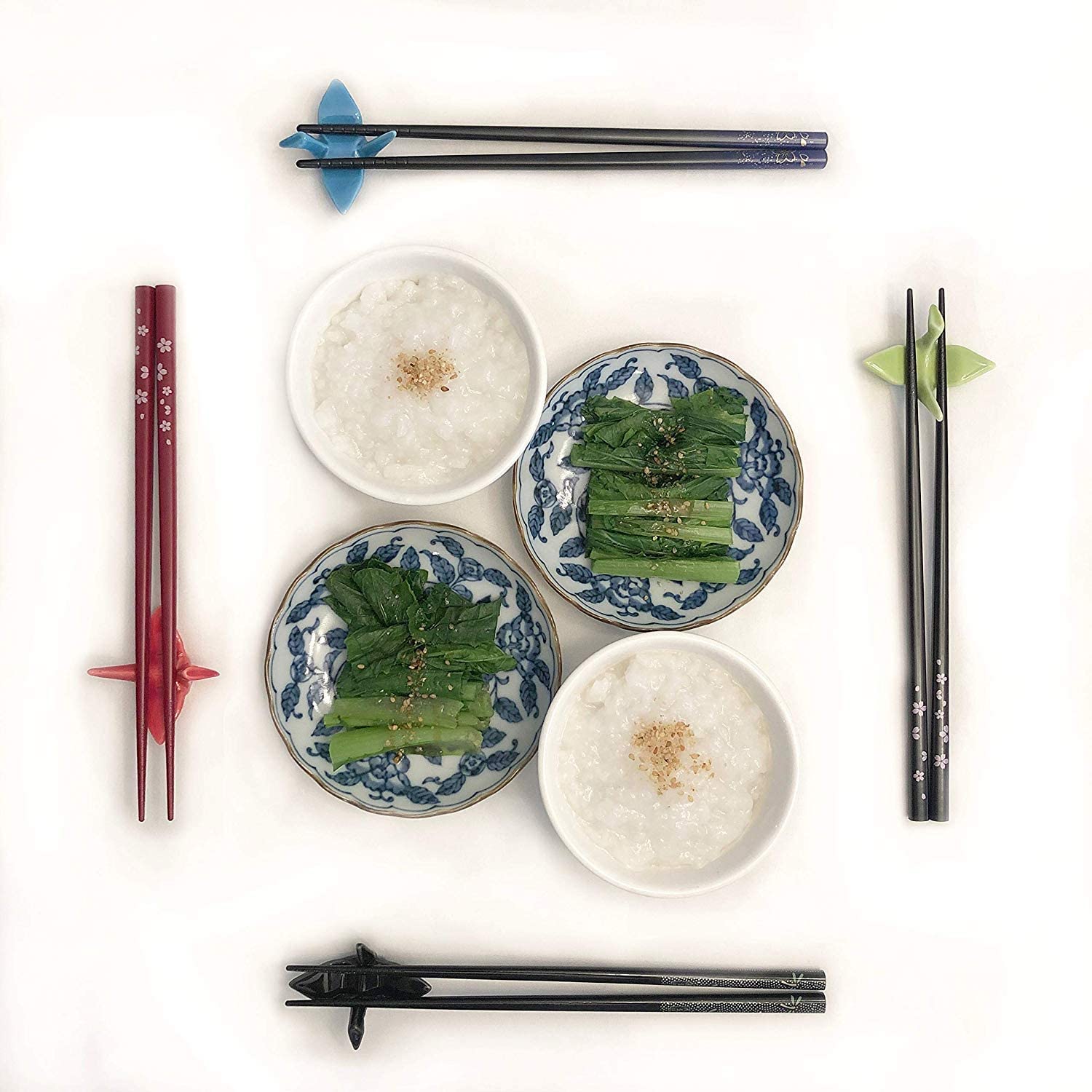JapanBargain 4819 - Elegant Black Origami Crane Porcelain Chopstick Rests (Set of 12) | Japanese Wedding Favors & Table Decor for Guests | Perfect for Asian Dining, Sushi Parties & Special Occasions