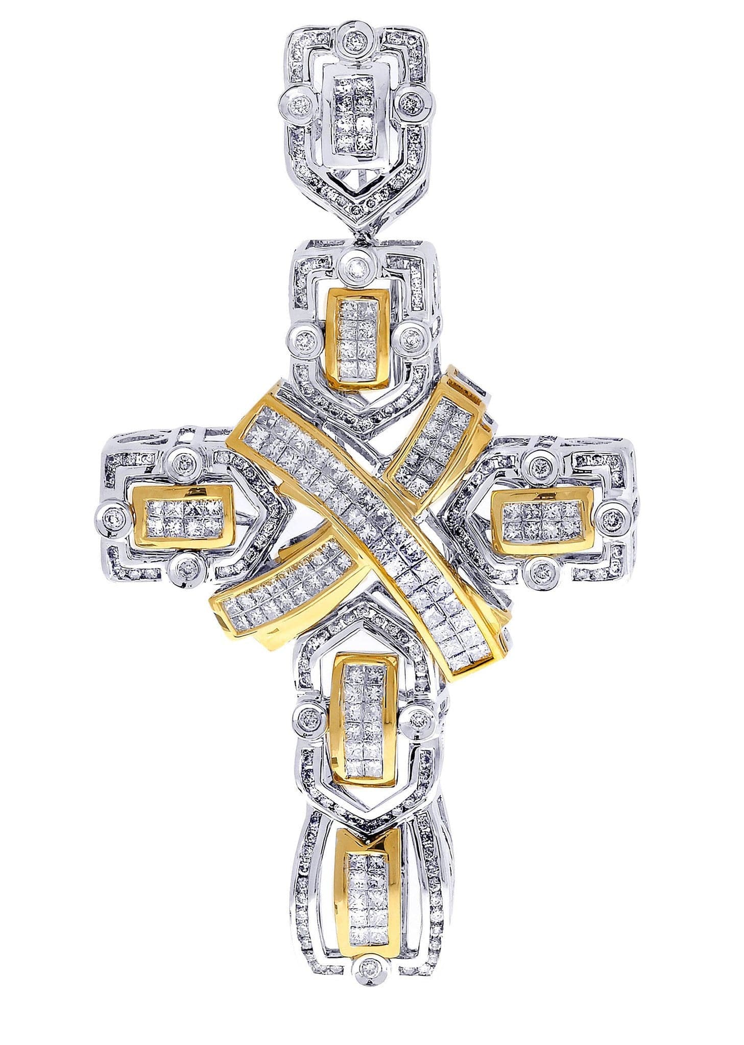 4.22 Carat Diamond Cross Pendant Necklace - 26.39 Grams Solid Gold Religious Jewelry for Women & Men - Perfect for Baptism, First Communion, Confirmation & Everyday Wear