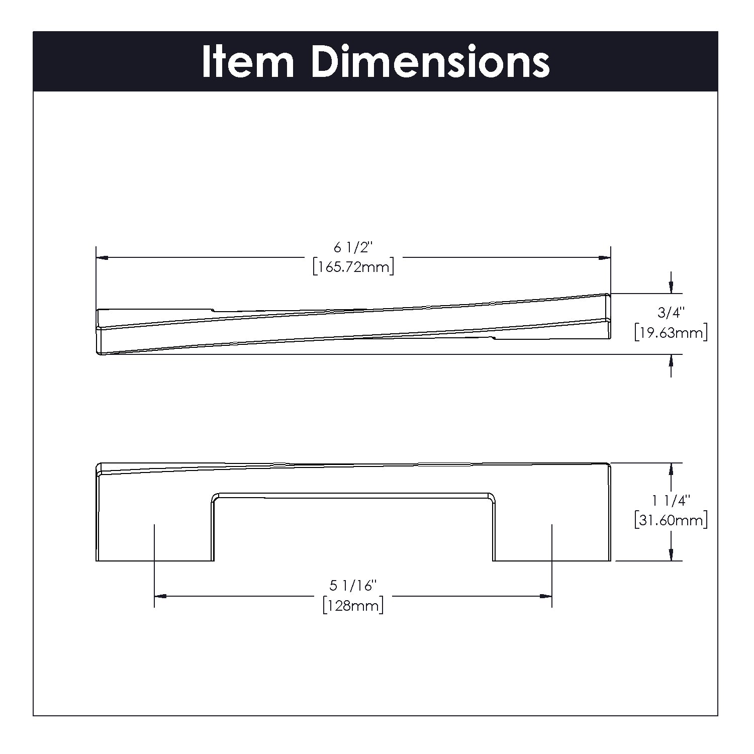 Flex Pull 5 1/16 Inch (128mm) Center to Center Matte Black Cabinet Handle - Perfect for Kitchen Cabinets, Drawers & Furniture Hardware