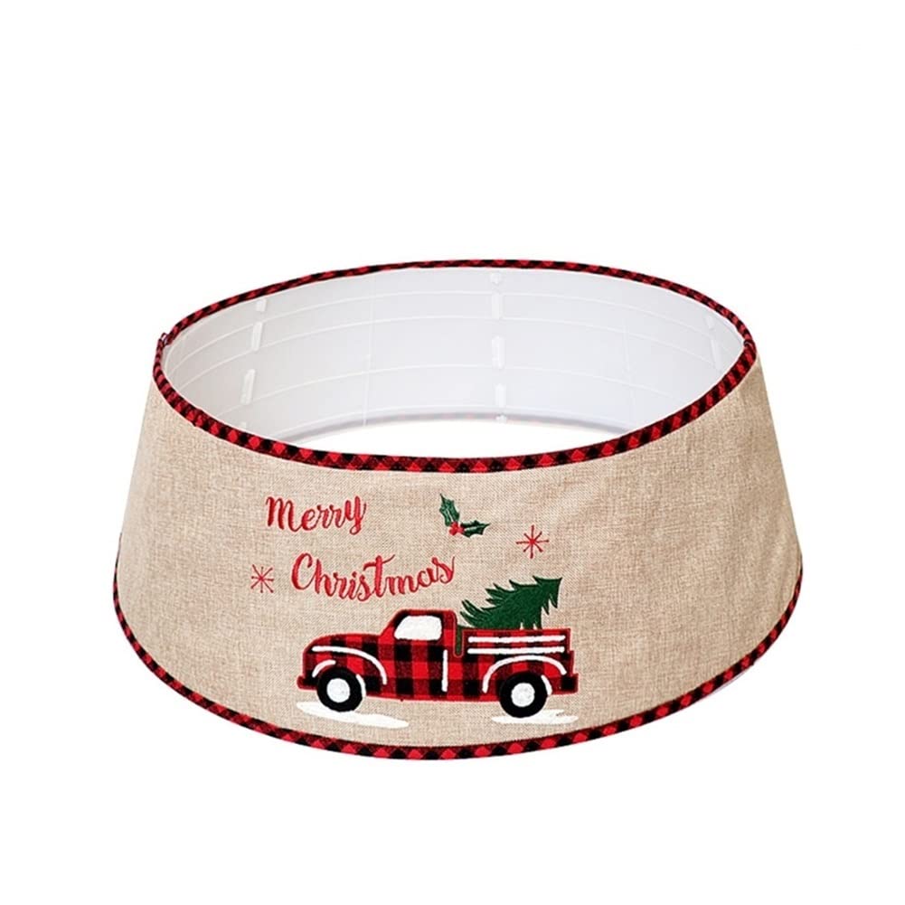 Festive Plaid Christmas Tree Collar - Xmas Tree Skirt Ring Base Cover for Holiday Decor, Winter Home Party & New Year Celebration - Perfect for Living Room, Fireplace & Gift Wrapping Areas