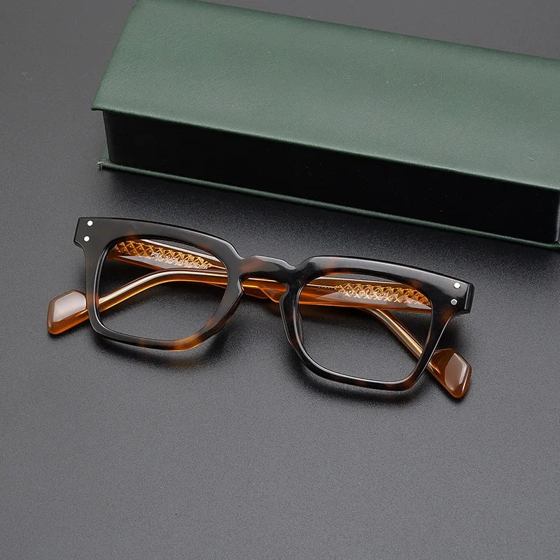 CCspace Unisex Full Rim Square Cat Eye Acetate Eyeglasses Frame 57400 - Trendy Retro Style for Men & Women - Perfect for Office, Reading, and Fashion Accessories