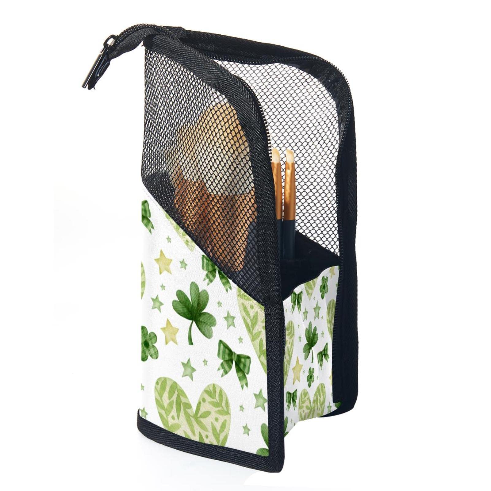 Professional Makeup Brush Holder Organizer with 12 Brushes - Artist Storage Pouch & Stand-up Cosmetic Cup for Women & Girls - Perfect for Travel, Home Vanity & Makeup Studio Organization