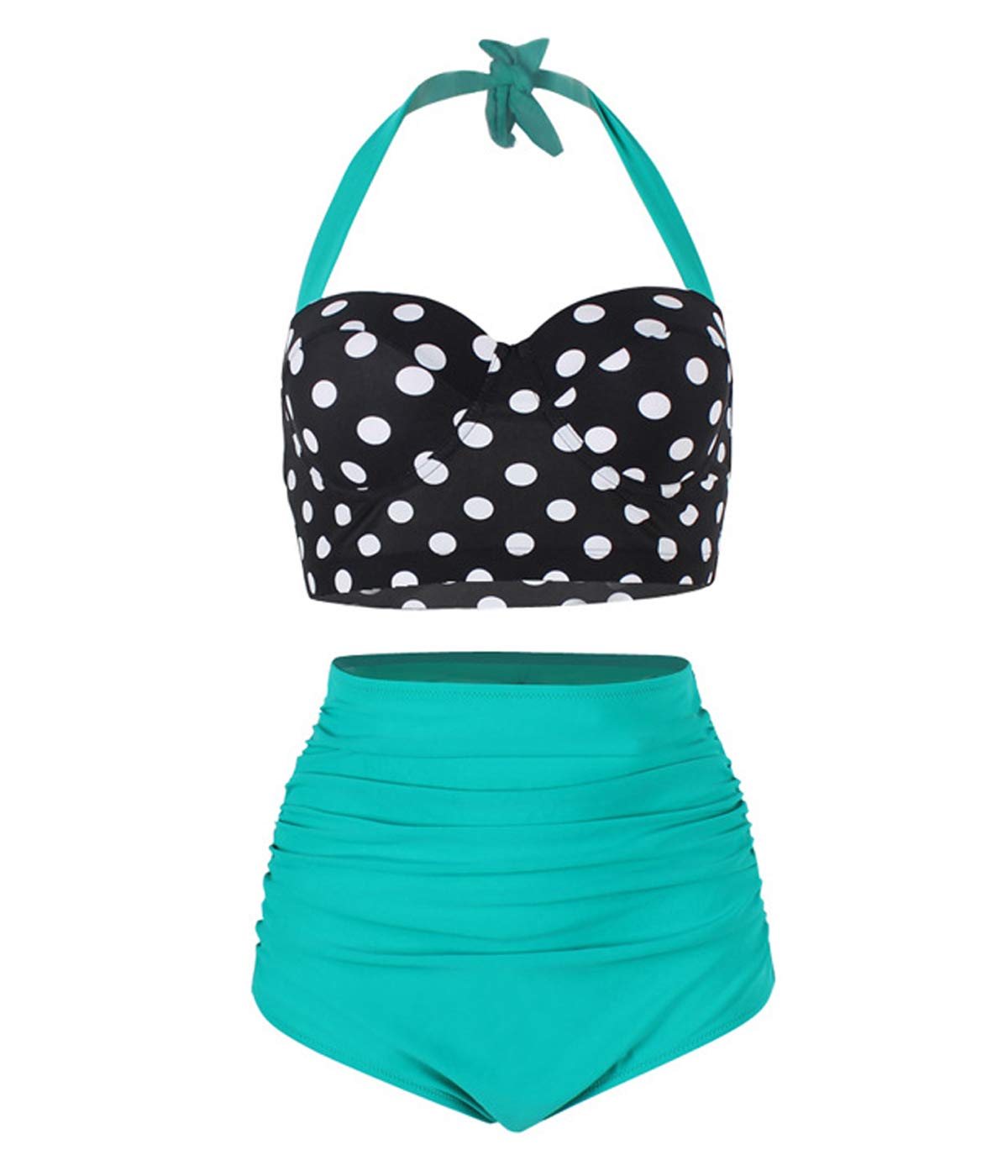 Vintage Polka Dot Underwire High Waisted Swimsuit - Retro Bathing Suit Bikini Set for Women | Beach Vacation, Pool Party & Summer Fashion
