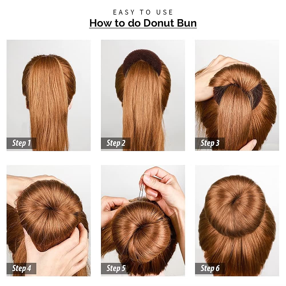 LOCANS Hair Donut Bun Maker Set - 3 Sizes (Large, Medium, Small) for Women | Perfect for Updos, Ponytails & Formal Hairstyles | Great for Weddings, Parties & Everyday Use