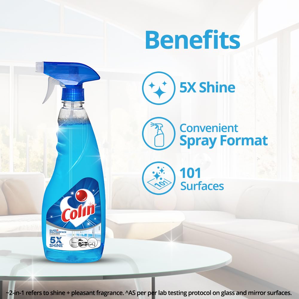 Colin 1 Liter Refillable Glass & Multi-Surface Cleaner Liquid | Best for Cars, Kitchens, Windows & Home Cleaning | Streak-Free Shine | Ideal for Daily Household & Auto Care