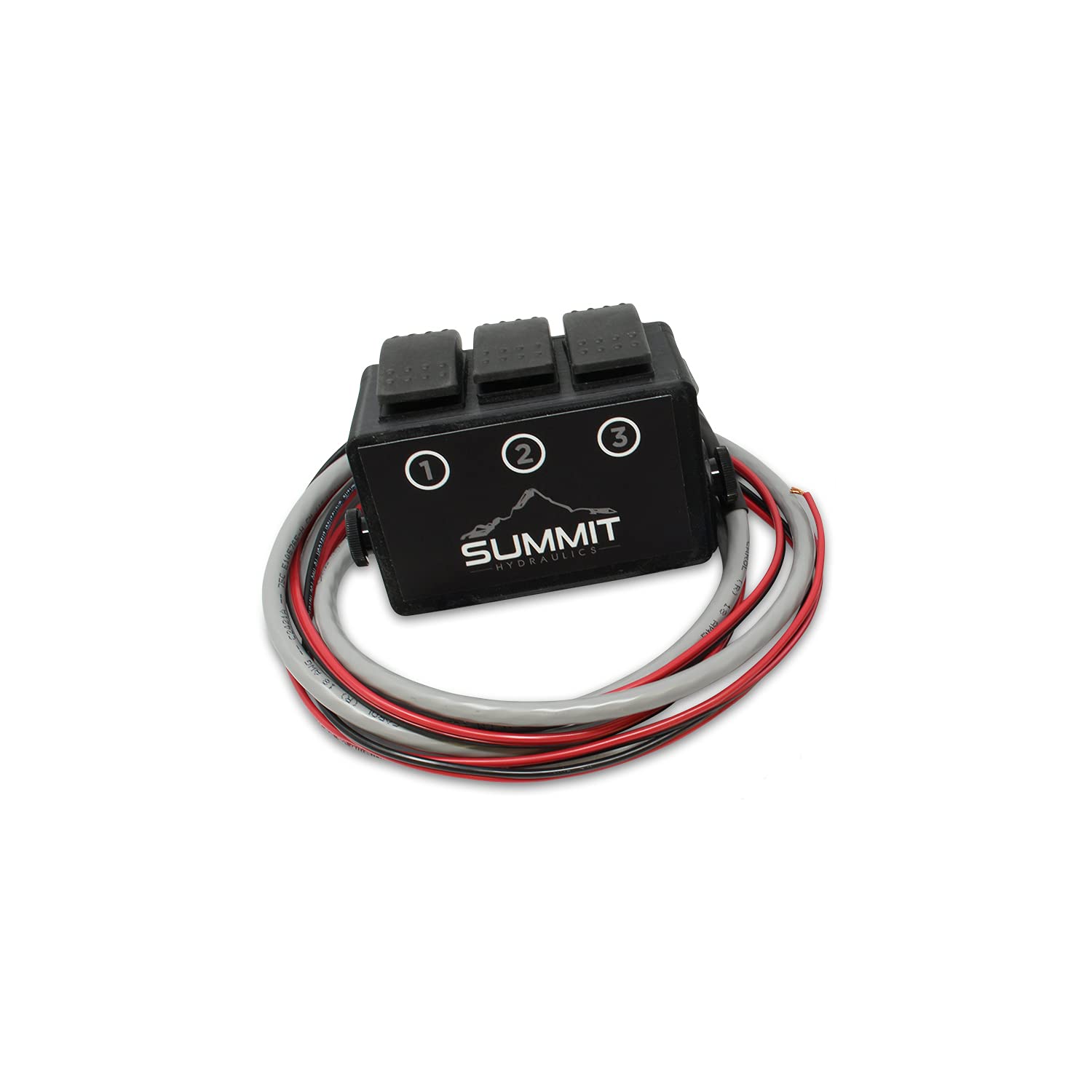 3 Spool Monoblock Valve Momentary Switch Control Box with DIN Connectors - Hydraulic System Accessory for Tractors, Excavators & Heavy Equipment (No Valve Harness Included)