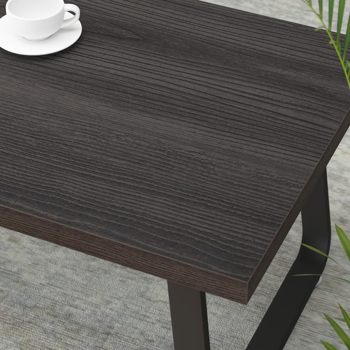HSH Industrial Wooden Coffee Table - Modern Minimalist Rectangular Center Table with Wood & Metal Legs, Dark Gray Oak, 47 Inch - Perfect for Living Room, Bedroom & Home Office | Cocktail Table, Tea Table, Accent Table for Stylish Home Decor