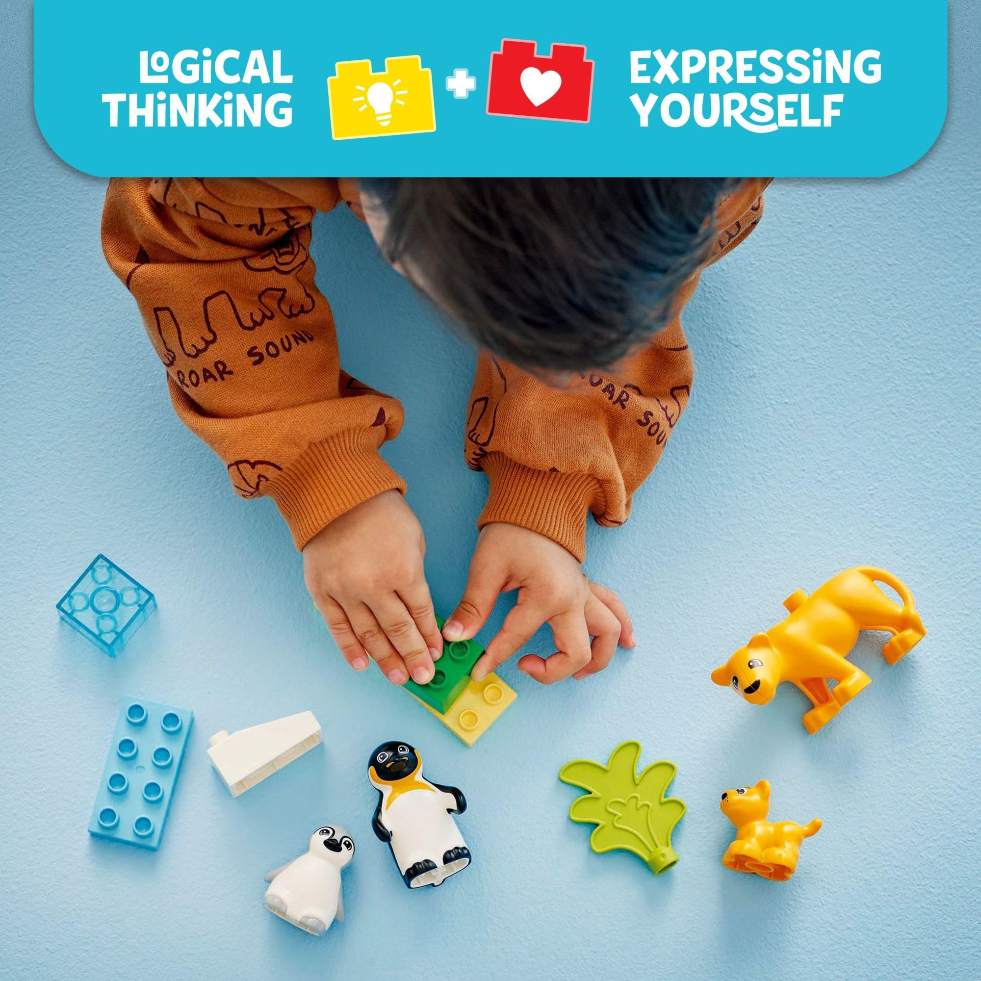 LEGO DUPLO Town Wild Animal Families Penguins & Lions Building Toy Playset - Educational Preschool Learning Toy for Toddlers, Boys & Girls Ages 2+ - Perfect Birthday Gift & Baby Shower Present - Encourage Creativity & Animal Recognition - Great for Daycare, Playtime & Early Childhood Development (10442)