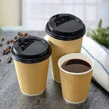200-Pack 12oz / 360ml Disposable Kraft Paper Ripple Coffee Cups with Lids - Triple Walled Hot Drink Cups for Coffee, Tea, Cocoa - Perfect for Cafes, Offices, and Home Use