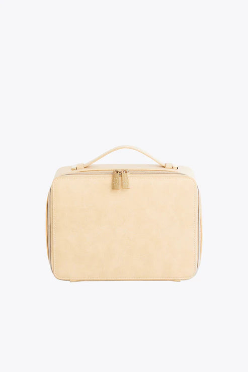 Stylish Beige Cosmetic Case - Travel Makeup Organizer for Women | Perfect for Travel, Home & Daily Use