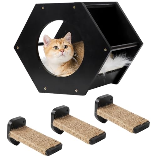 Black (1 Cat Shelf+1 Cushion+3 Steps)