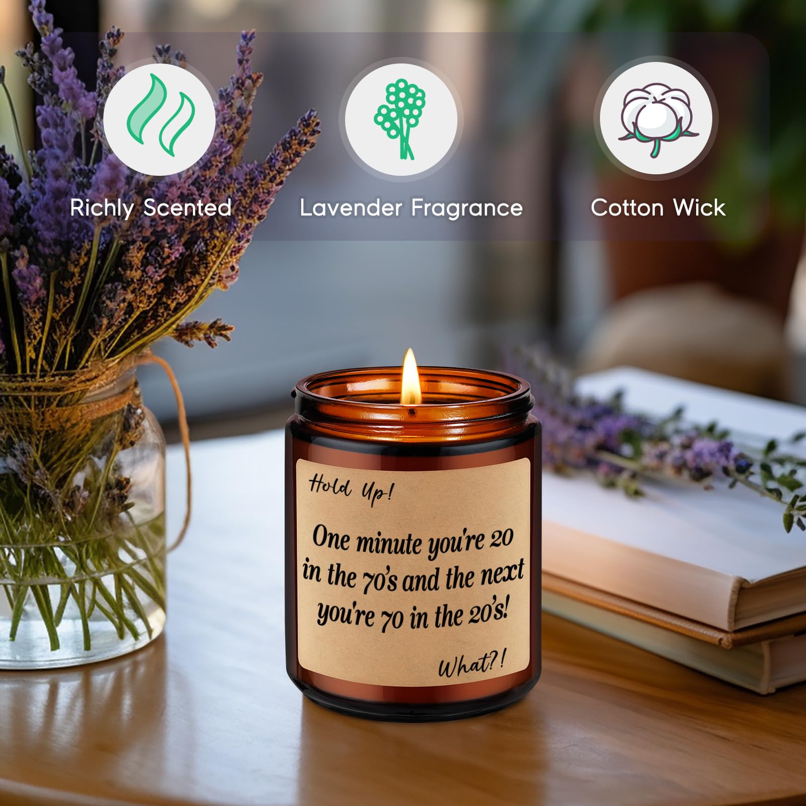 GSPY Scented Candles - Best 70th Birthday Gifts for Women & Men - Funny Turning 70 Presents for Mom, Dad, Grandma, Grandpa - Soy Wax Aromatherapy Candles for Home Decor, Relaxation & Celebration