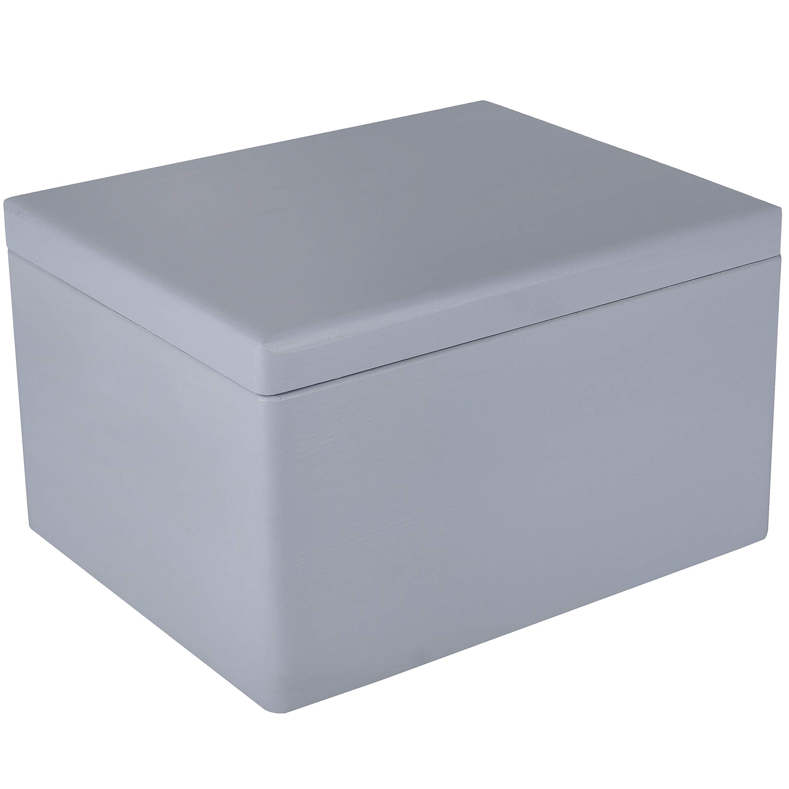 Large Grey Wooden Storage Box with Hinged Lid - 15.8 x 11.8 x 9.44 Inches | Multi-Purpose Keepsake Chest for Tools, Dog Toys, Shoes, Clothes & Kitchen Storage | Perfect for Home Organization, Gift Wrapping & Document Storage