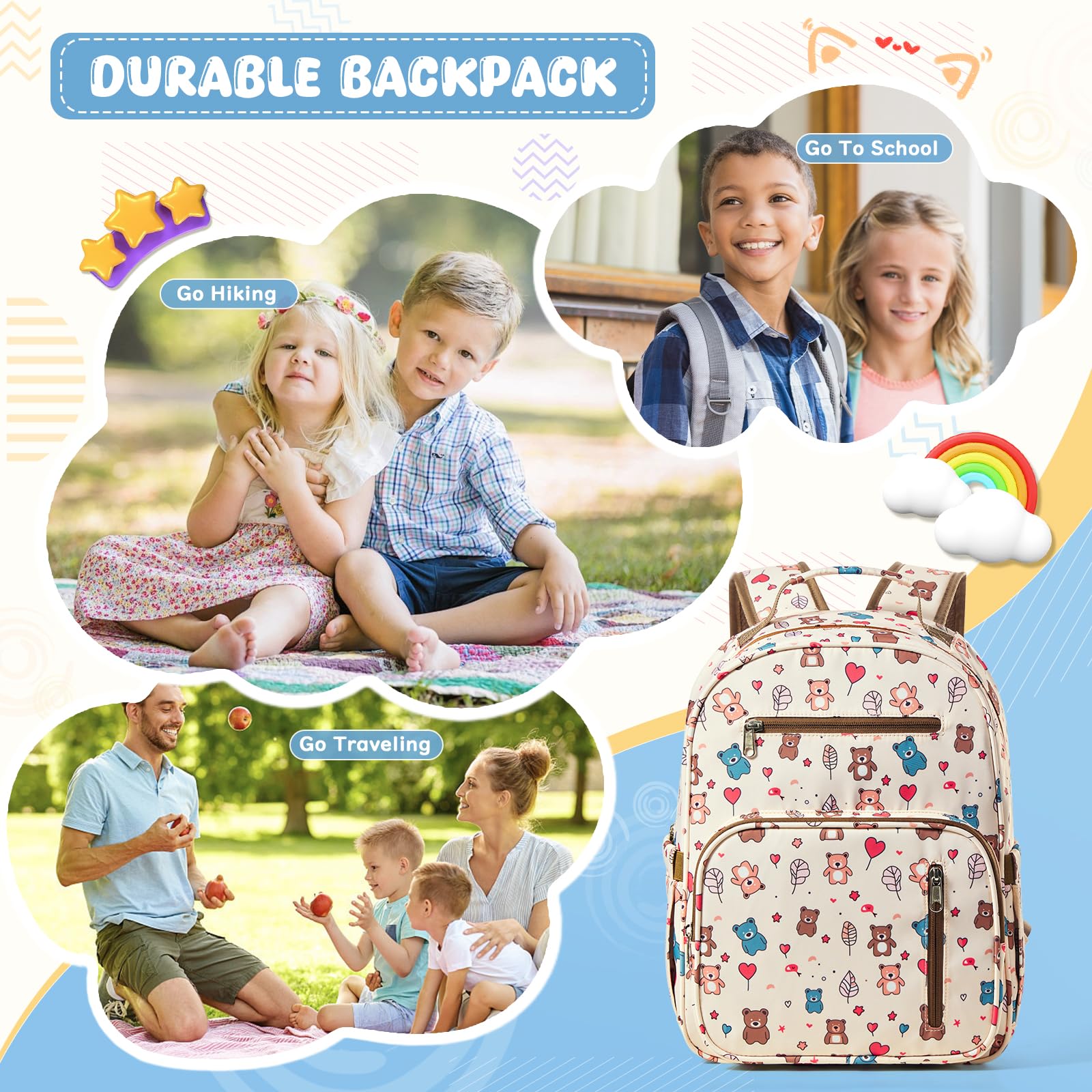 **Cute Bear Backpack for Kids - 15