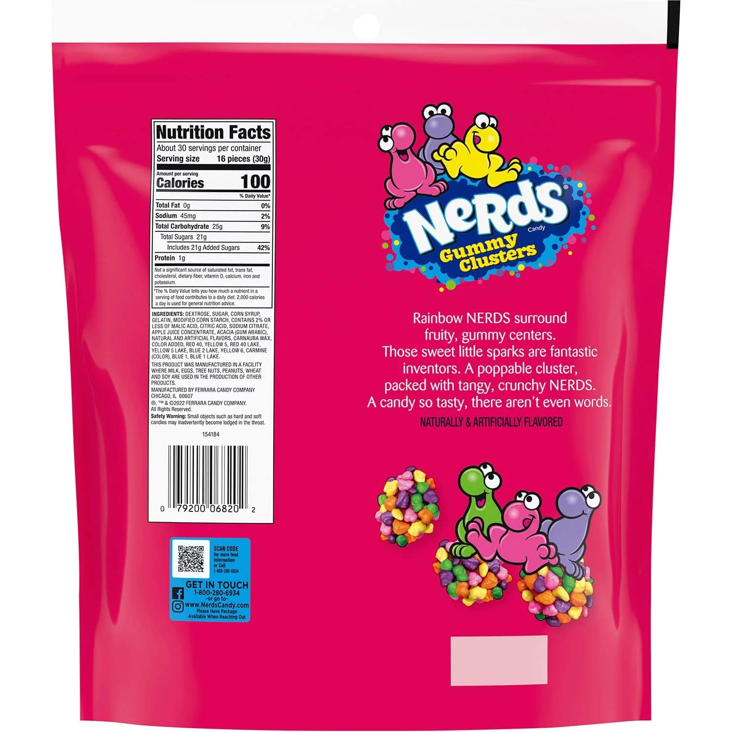Nerd Gummy Clusters Candy - Rainbow Flavored Bulk 32oz Resealable Bag | Sweet & Tangy Candy for Parties, Movie Nights & Snacking