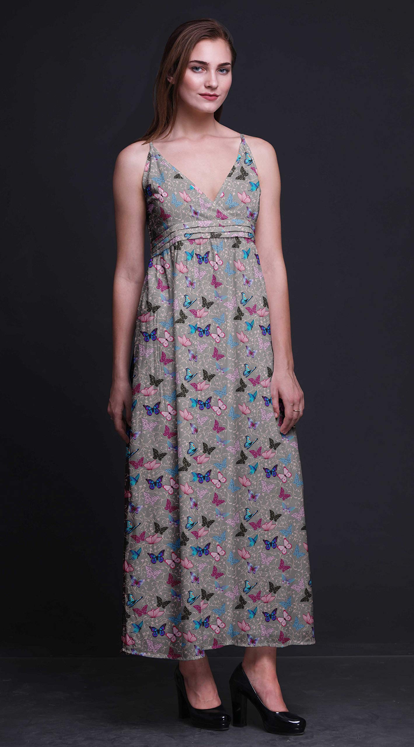 Bimba Women's Floral Printed Sleeveless Bohemian Maxi Dress - Strappy Summer Beach Cover Up for Vacation, Pool Party & Tropical Getaway