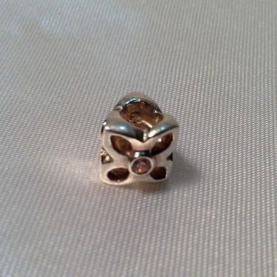 Pandora 925 Silver 4 Petal Flower Charm with Genuine CZ Stones - 790260CZ | Elegant Jewelry for Bracelets, Necklaces & Gift Giving