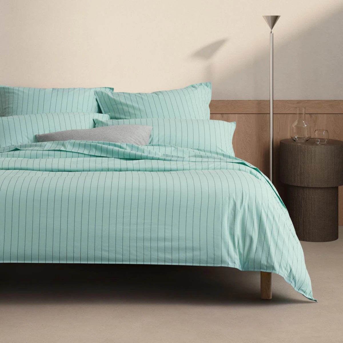 Sheridan Bayley Stripe Washed Percale Quilt Cover Set - Soft Blue Luxury Bedding for Comfortable Sleep & Stylish Bedroom Decor