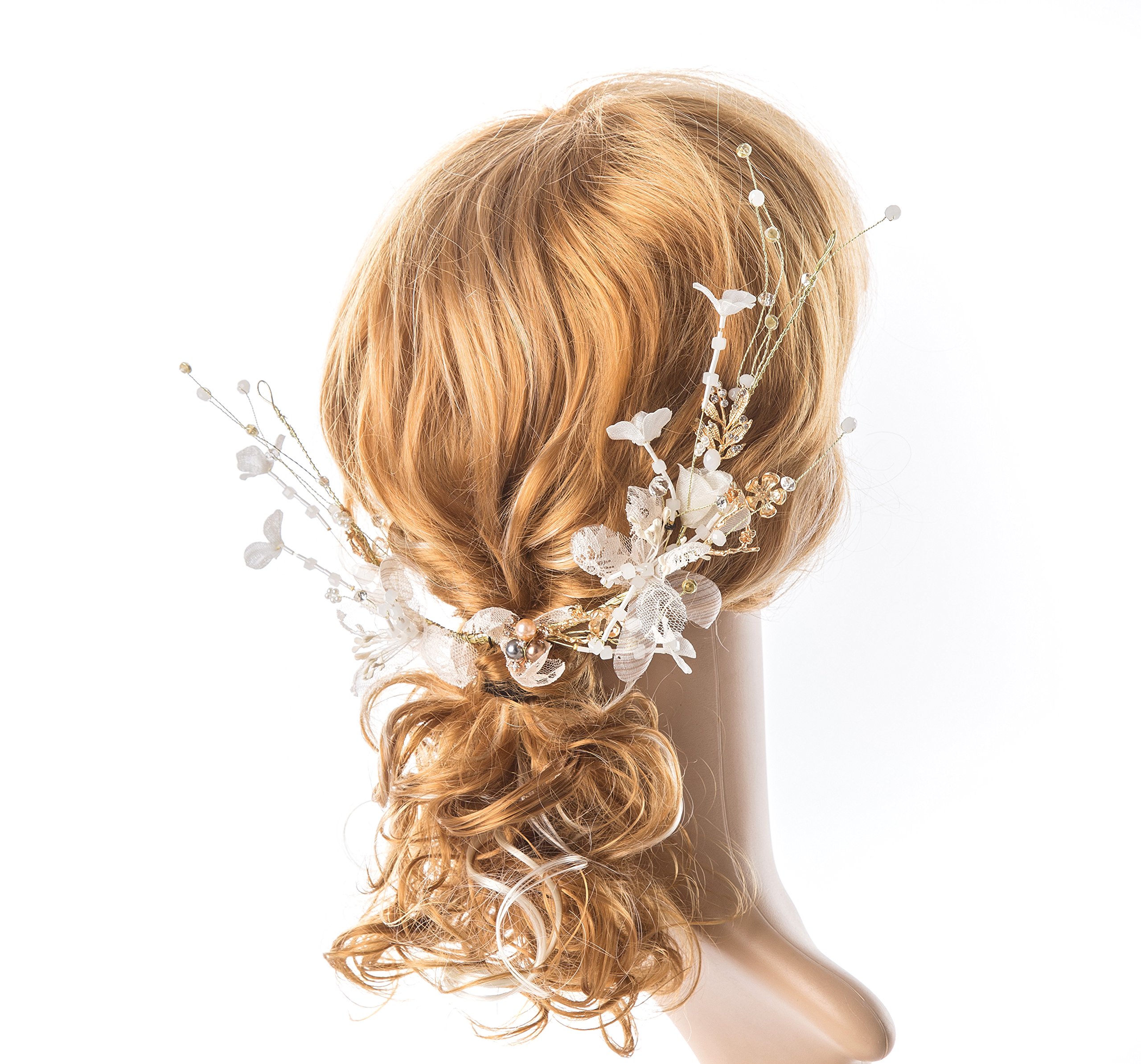 Silver Floral Hair Vine for Weddings - Elegant Bridal Headpiece & Hair Wreath Style Clip | Perfect for Boho Brides, Prom, and Formal Events