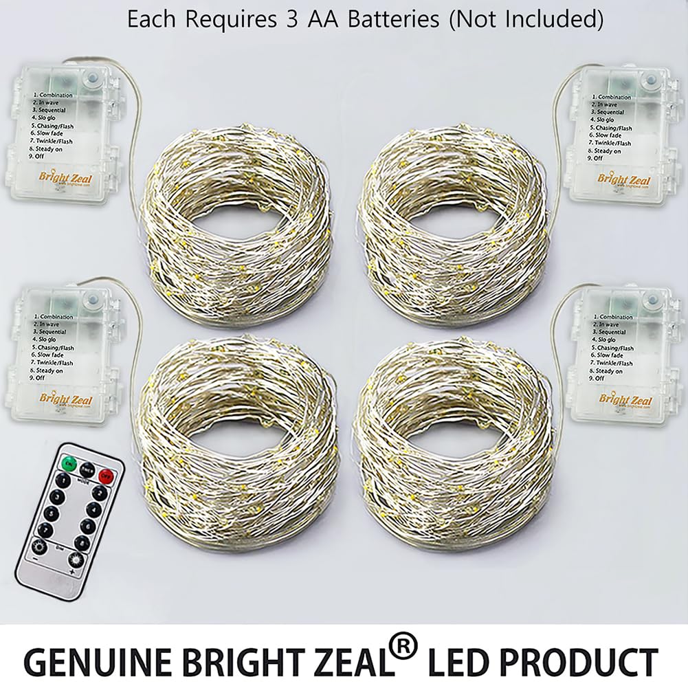 Bright Zeal 66 Ft 200 LED Blue Christmas Fairy Lights - Battery Operated with Timer & Remote, 8 Lighting Modes, Waterproof Outdoor String Lights for Holiday Decor (Silver Wire, Twinkle Effect) - Perfect for Christmas Trees, Home Decor, Garden, Patio, and Party Lighting