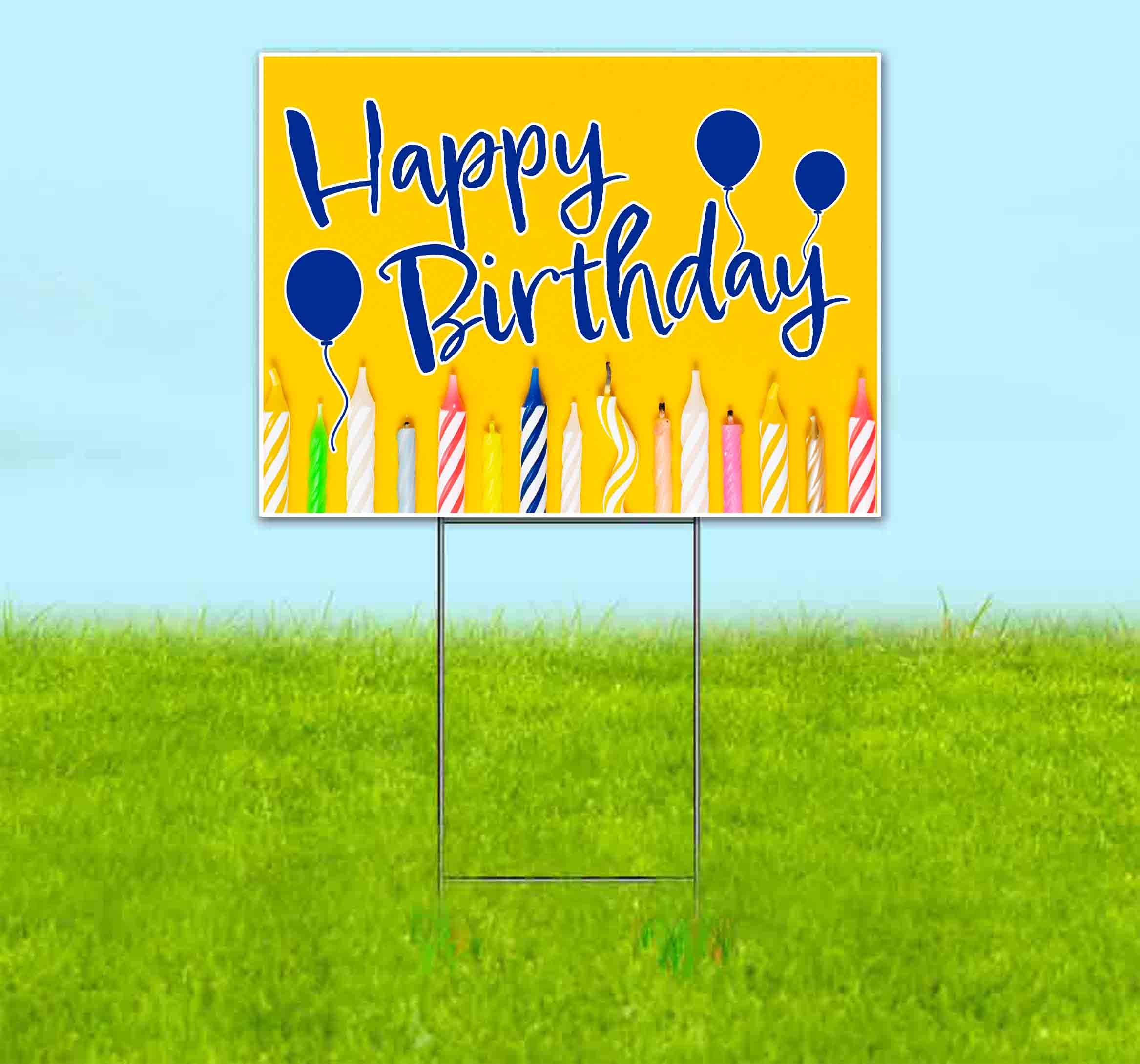 18x24 Inch Happy Birthday Yard Sign with Metal Step Stake - Bulk Discounts & Multi-Packs Available - Perfect for Outdoor Birthday Decorations, Parties & Celebrations