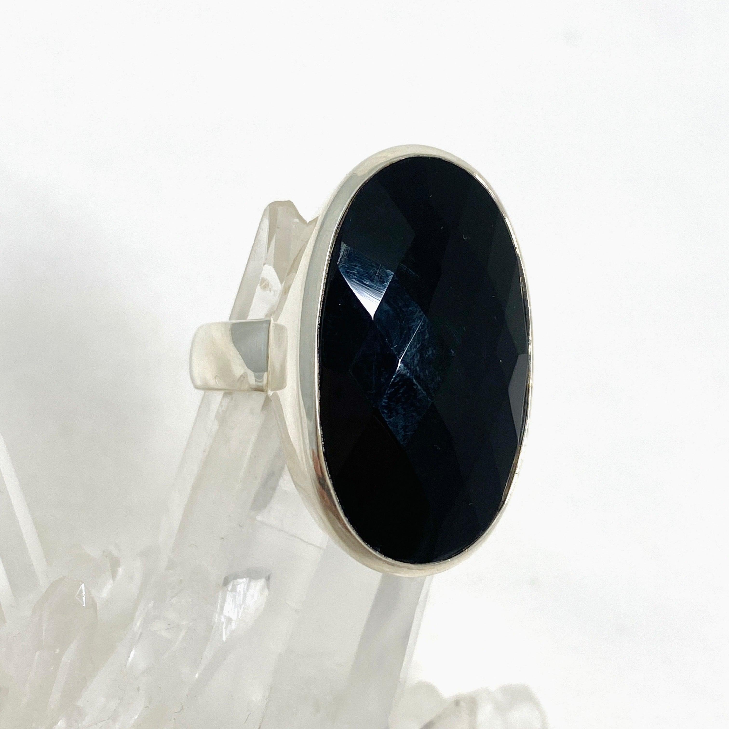 Onyx Faceted Oval Ring Size 11 - Elegant Black Gemstone Jewelry for Women, Perfect for Weddings, Parties & Special Occasions