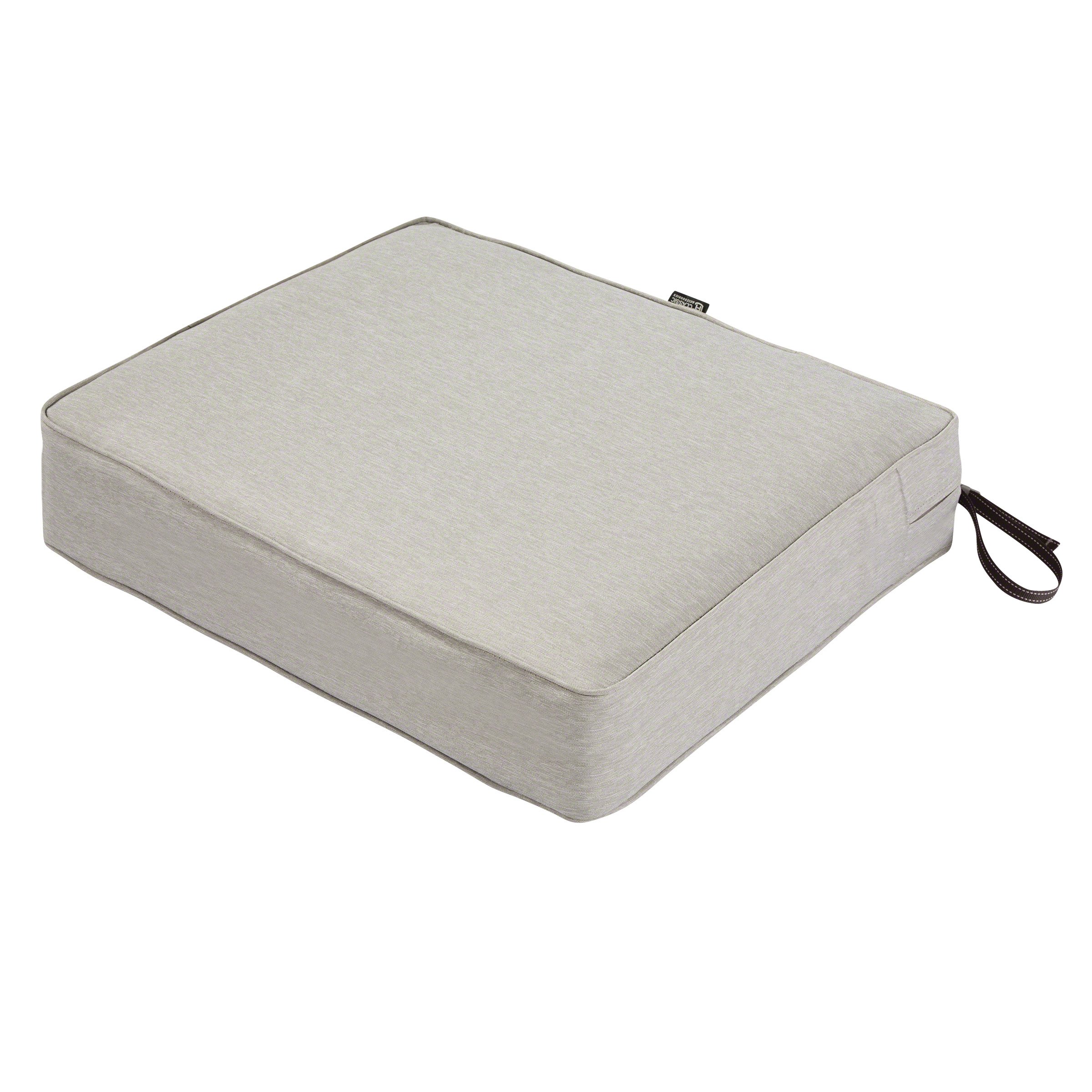 Classic Accessories Montlake Patio FadeSafe Seat Cushion - Grey, 23x21x5 Inches, Weather-Resistant Outdoor Furniture Cushion for Patio Chairs and Loungers