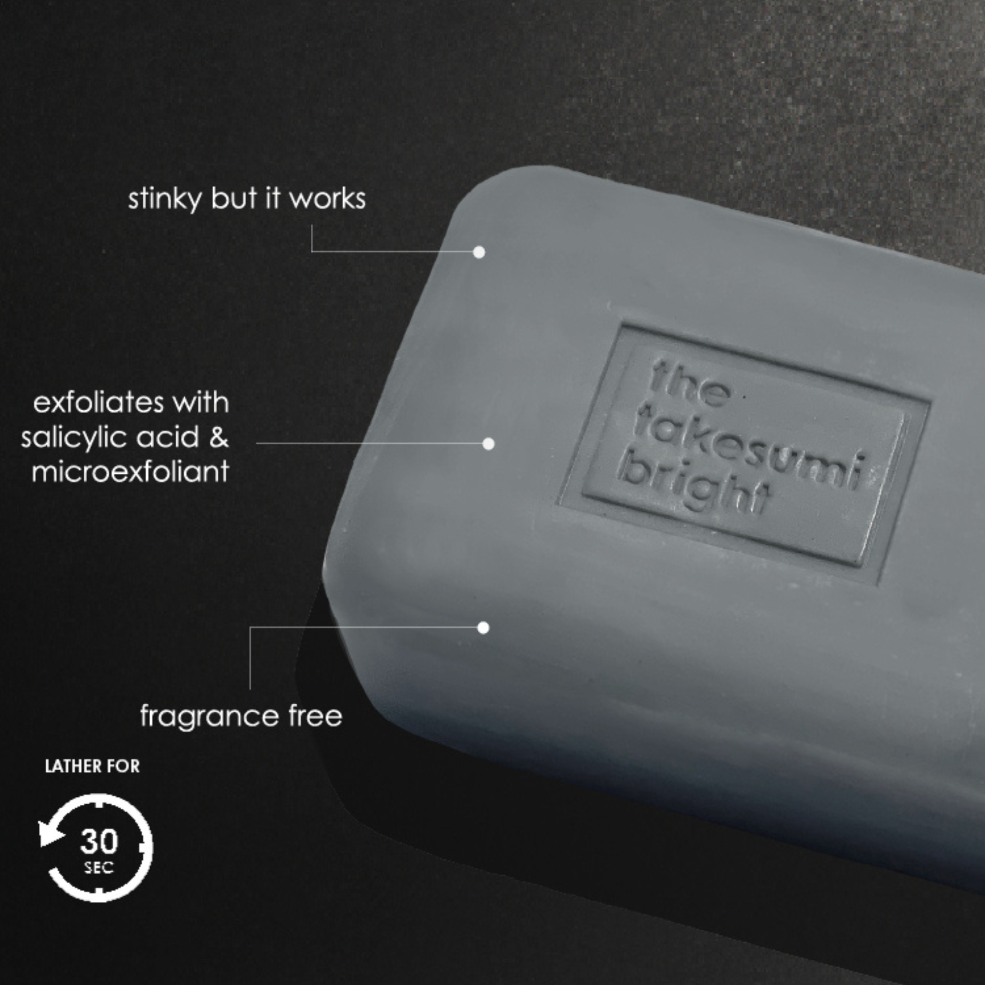 Takesumi Bright Ingrown Hair Treatment Bar - Natural Exfoliating Soap for Ingrown Hairs & Razor Bumps - Perfect for Post-Shave Care & Sensitive Skin (For Men & Women)