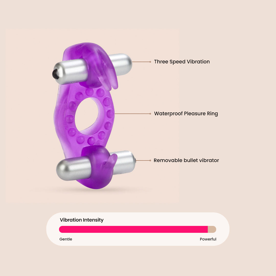 CalExotics Wireless Rockin' Rabbit® Dual Bullet Vibrating Cock Ring - Rechargeable Silicone Penis Ring for Couples, Enhances Pleasure During Sex - Perfect for Foreplay, Spicing Up Relationships & Intimate Moments