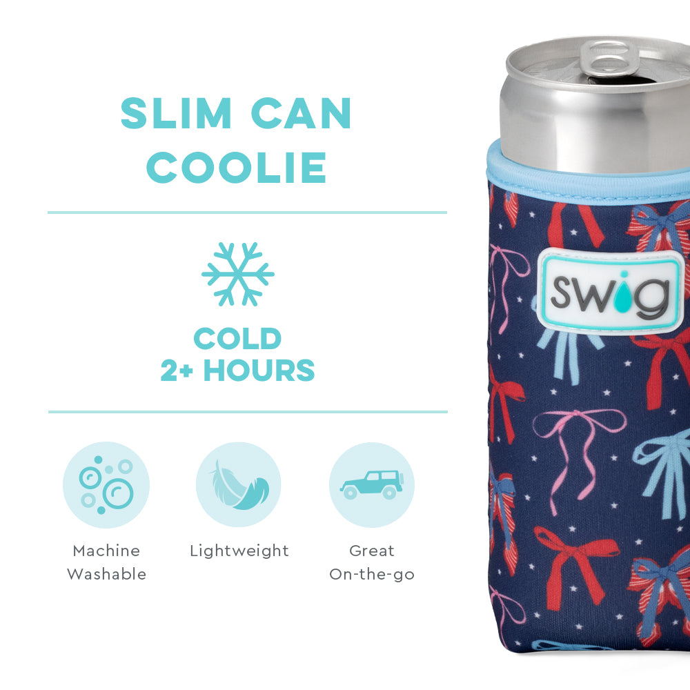 Miss Independence Slim Can Cooler - Insulated Beverage Sleeve for 12oz Cans - Patriotic American Flag Design - Perfect for BBQs, Tailgating & Outdoor Parties