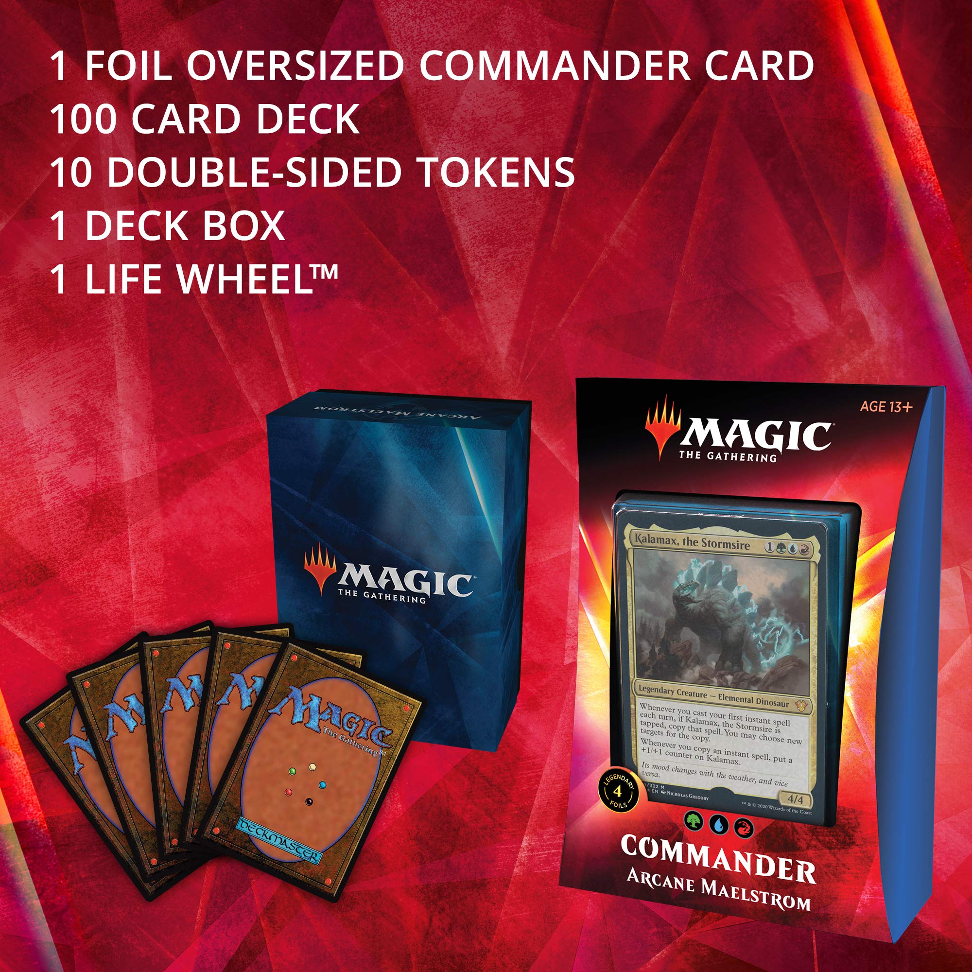 Magic: The Gathering Arcane Maelstrom Ikoria Commander Deck - 100 Card Deck with 4 Foil Legendary Creatures | Perfect for MTG Commander Games, Collectible Trading Card Game for Adults & Teens | Great Gift for Magic The Gathering Fans