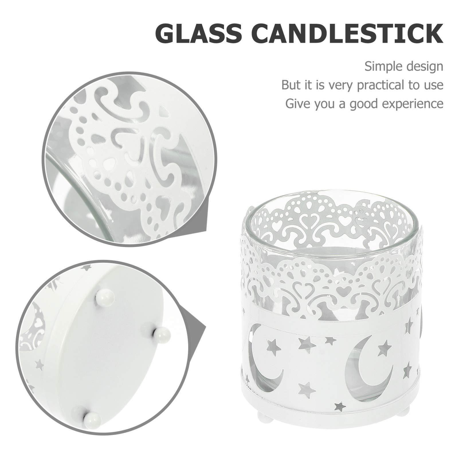 VOSAREA European Style Wrought Iron Glass Candle Holder - Elegant Home Decor Candlestick for Table Centerpiece, Wedding, Romantic Dinner & Living Room Ambiance