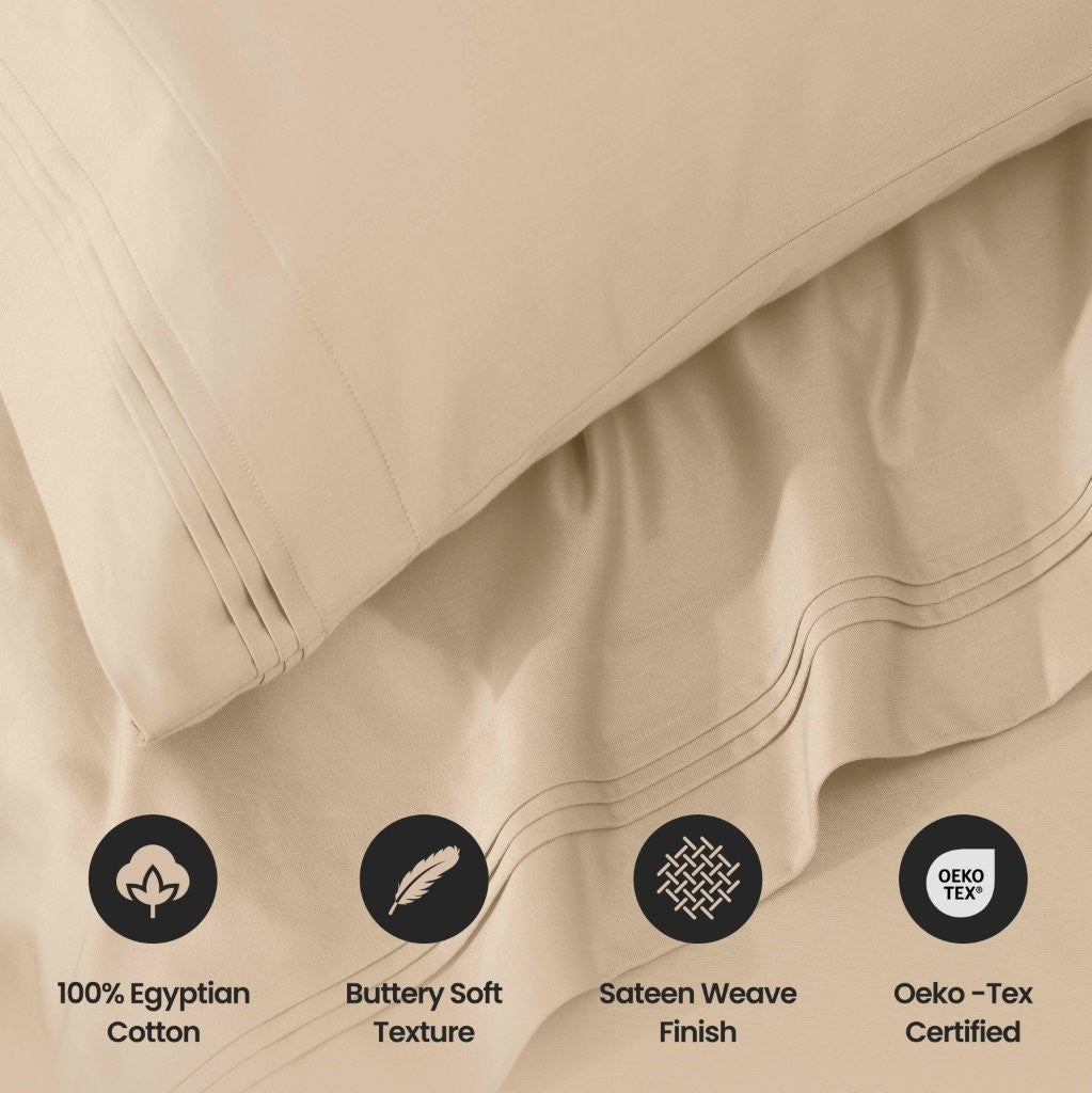 Premium 1000 Thread Count Egyptian Cotton Sheet Set - Eco-Friendly, Breathable & Hypoallergenic - Perfect for Luxury Bedding & Hot Sleepers