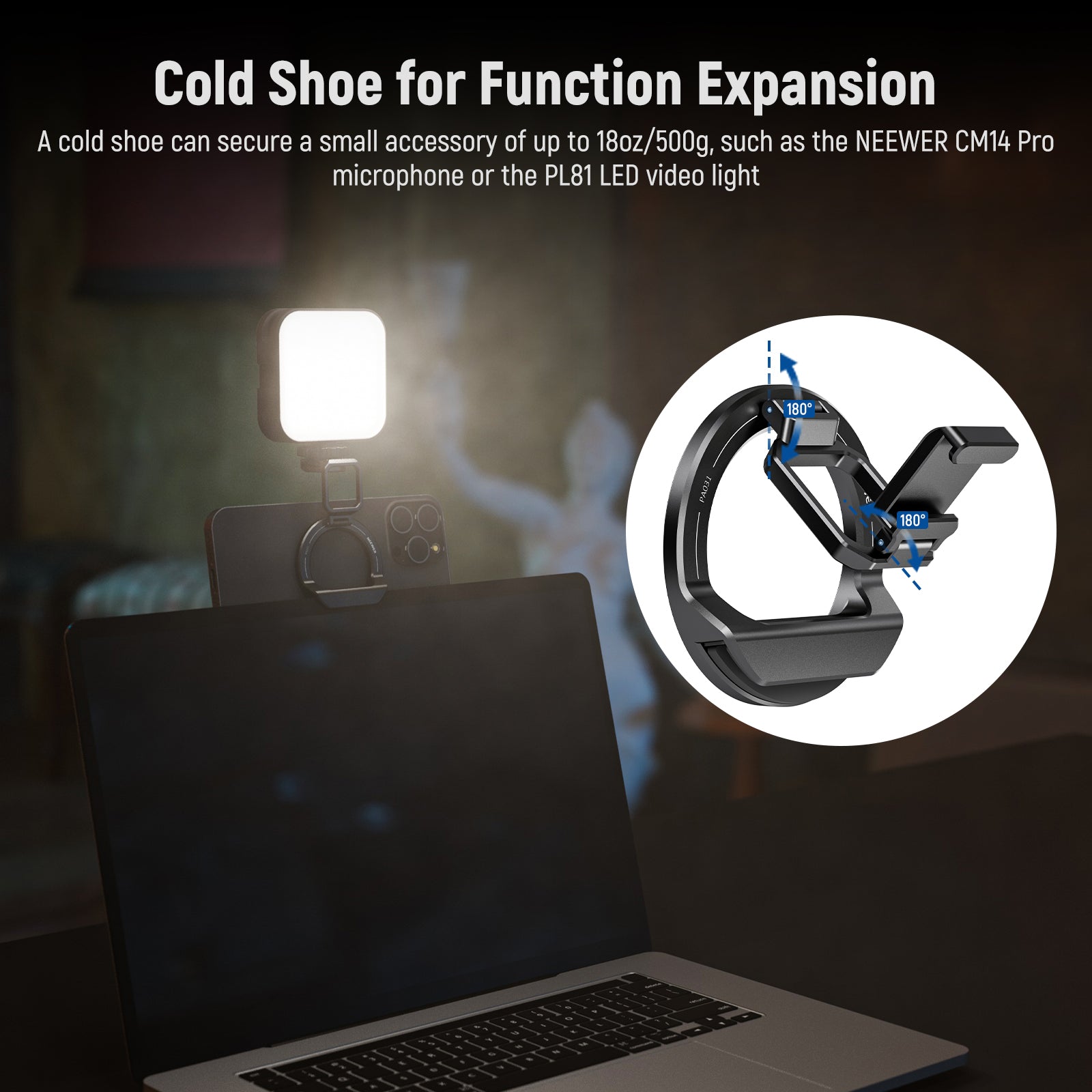NEEWER PA031 Foldable Continuous Camera Mount for DSLR & Mirrorless Cameras - Perfect for Live Streaming, Vlogging & Video Recording